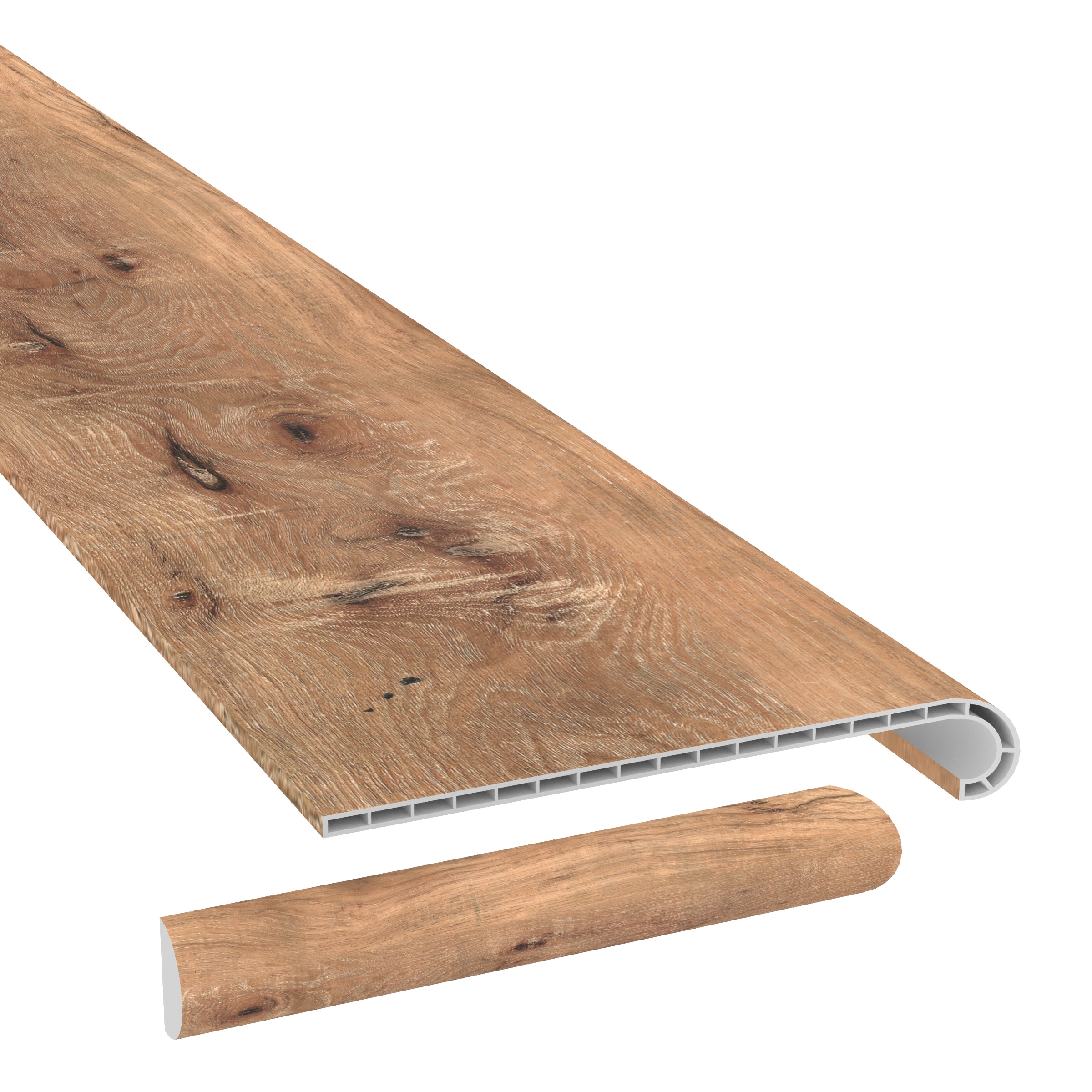 CALI 7904501021 49.8-in x 12.2-in x 1.73-in North Shore Oak Vinyl Reversible return Square edge Stair Tread