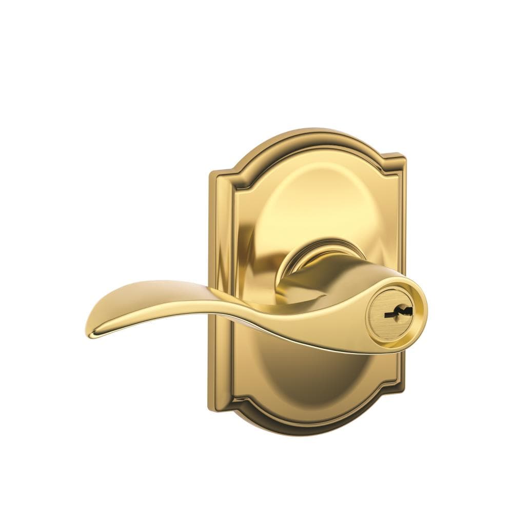 Schlage F51AACC505CAM F Series Lifetime Brass Interior/Exterior Keyed entry Door Handle