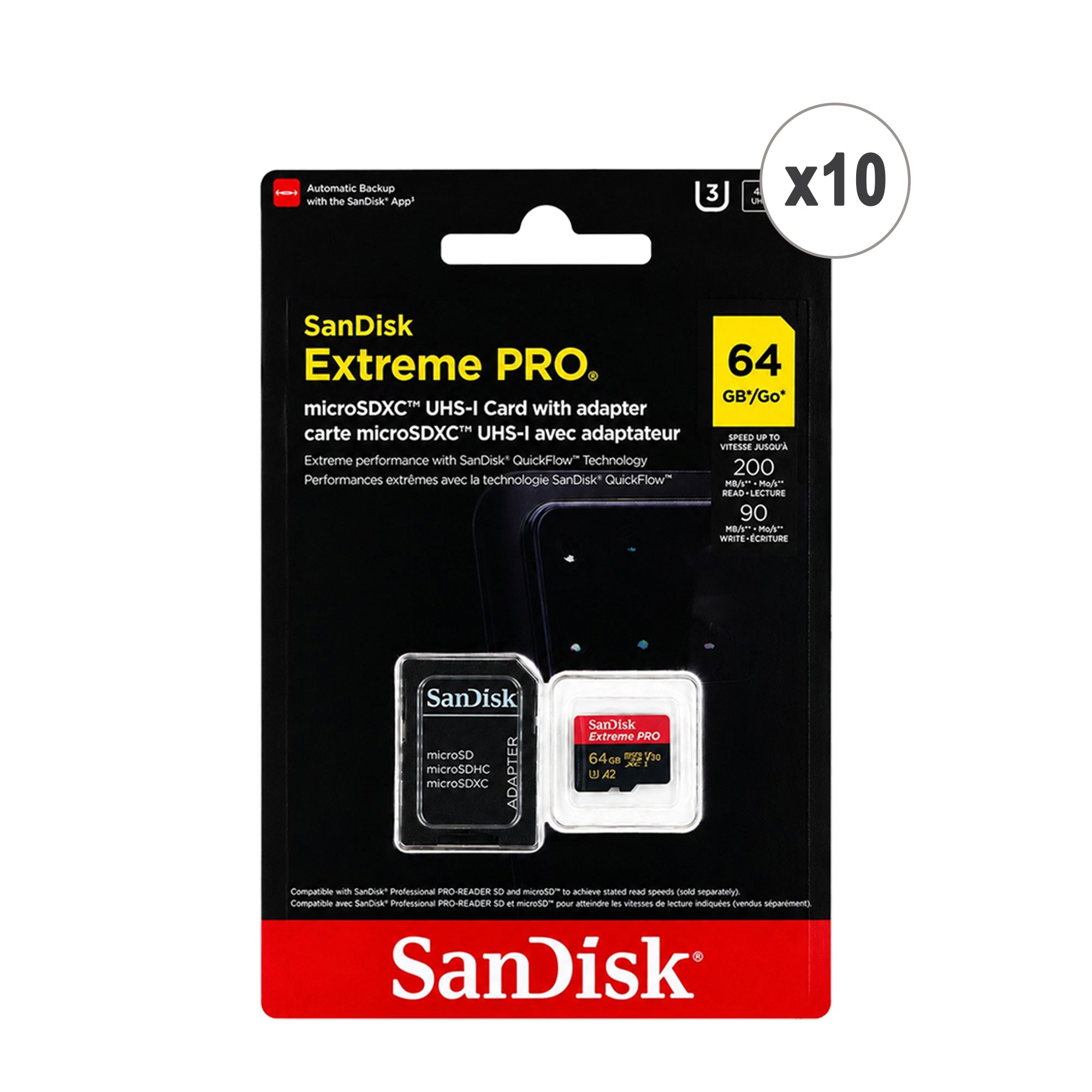 SanDisk  Extreme Pro 64GB microSDXC Card with SD Adapter 10Pack