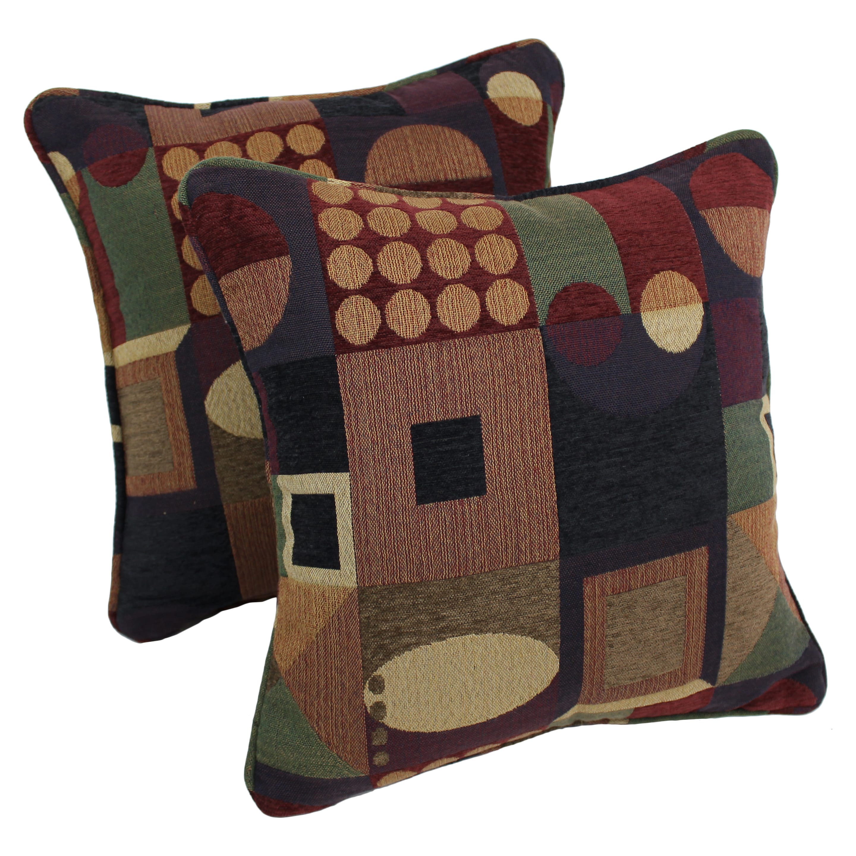 Blazing Needles 9810-CD-S2-JCH-05 2 -Piece 18-in x 18-in Kaleidoscope Square Indoor Decorative Pillow