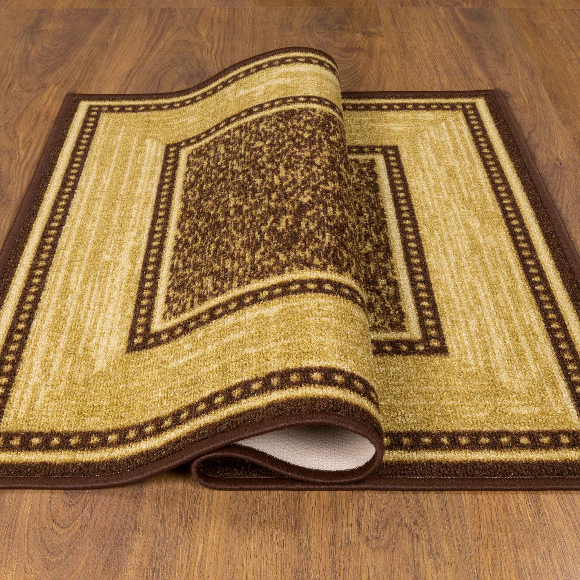 Ottomanson Luxury Solid Design Rubberback Bathroom Area Rug, 3'3 X 5,  Beige 