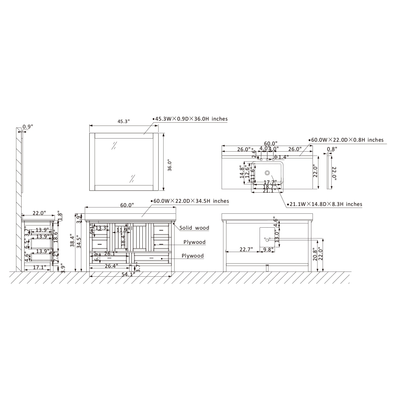 Altair 538060S-GR-AW Bath-Vanity-Combo - View #11