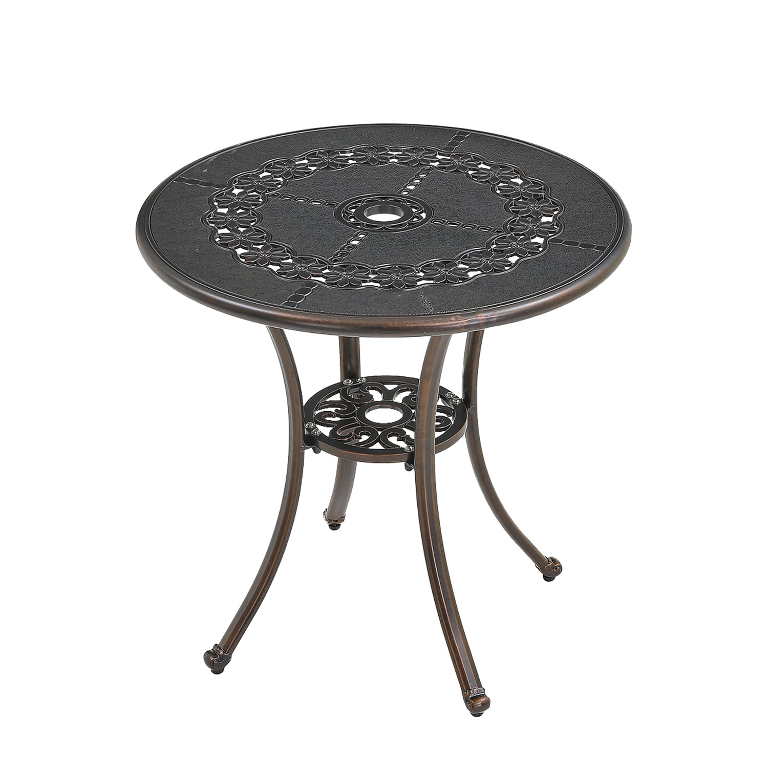 Dimakai DK-6156T498 Round Outdoor Dining Table 25.2-in W x 25.2-in L with Umbrella Hole