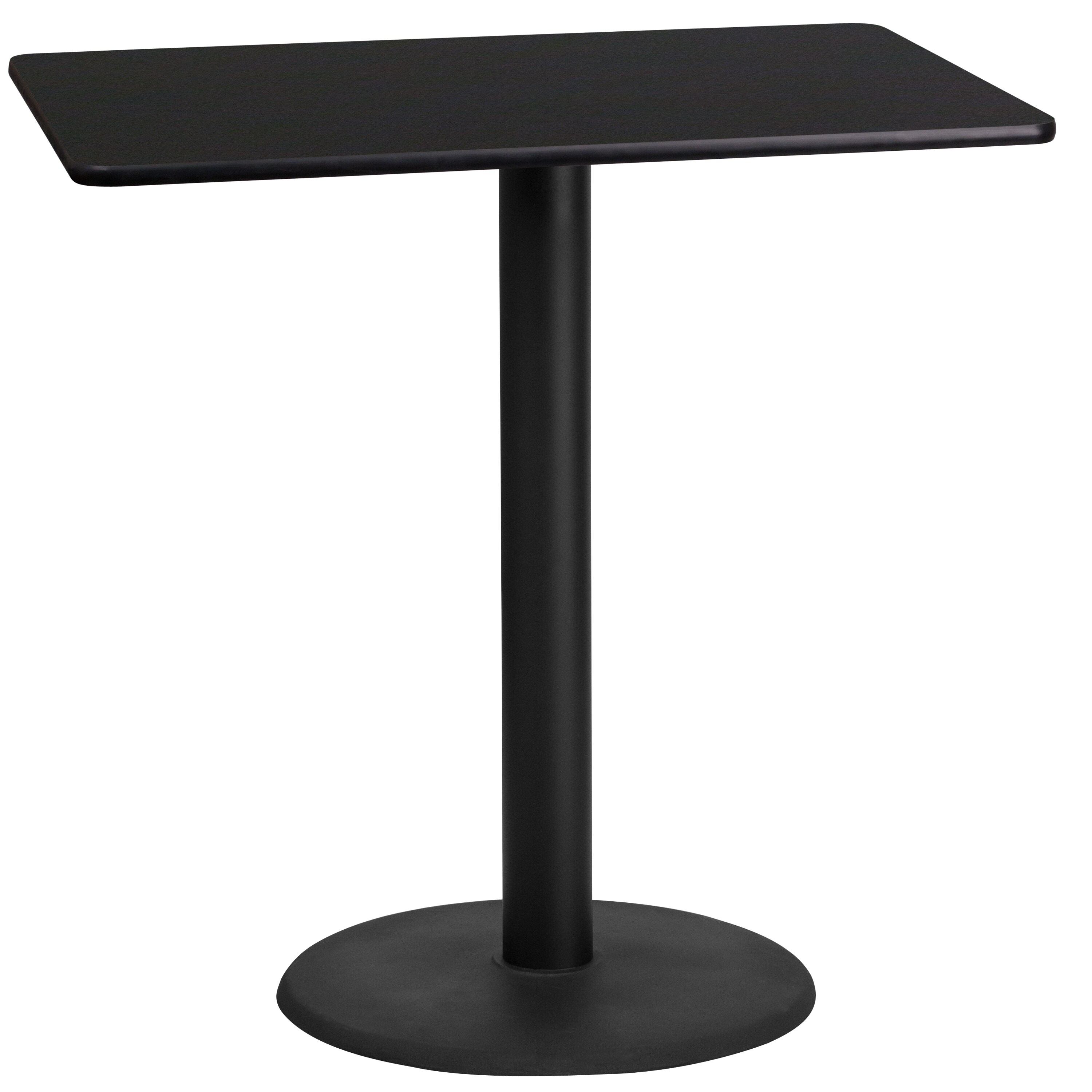 Flash Furniture 889142006565 Black Contemporary/Modern Bar Table, Wood veneer with Black Metal Pedestal Base 42-Inches L x 43.13-Inches H