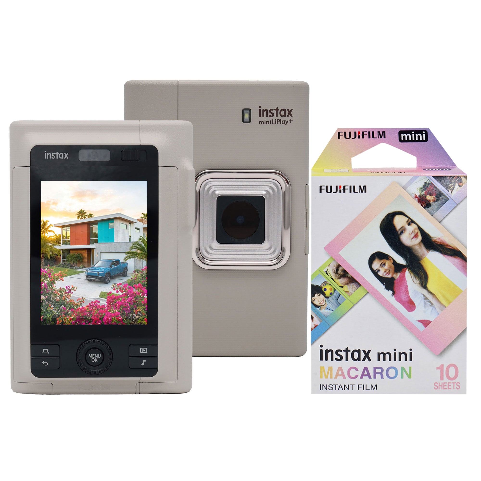 Fujifilm  instax mini LiPlay Hybrid Instant Camera Sand Beige   Instax Mini Instant FilmMacaron  10 Exposures