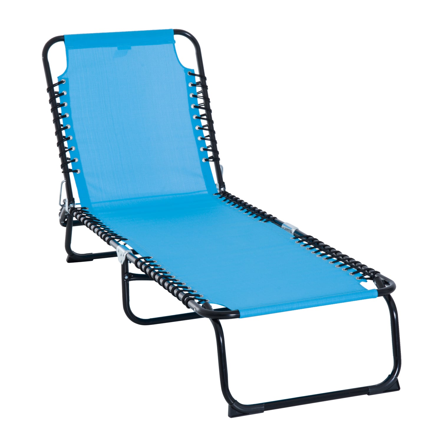 Outsunny Folding Beach Chair Chaise Lounge Adjustable Positions, Cream ...