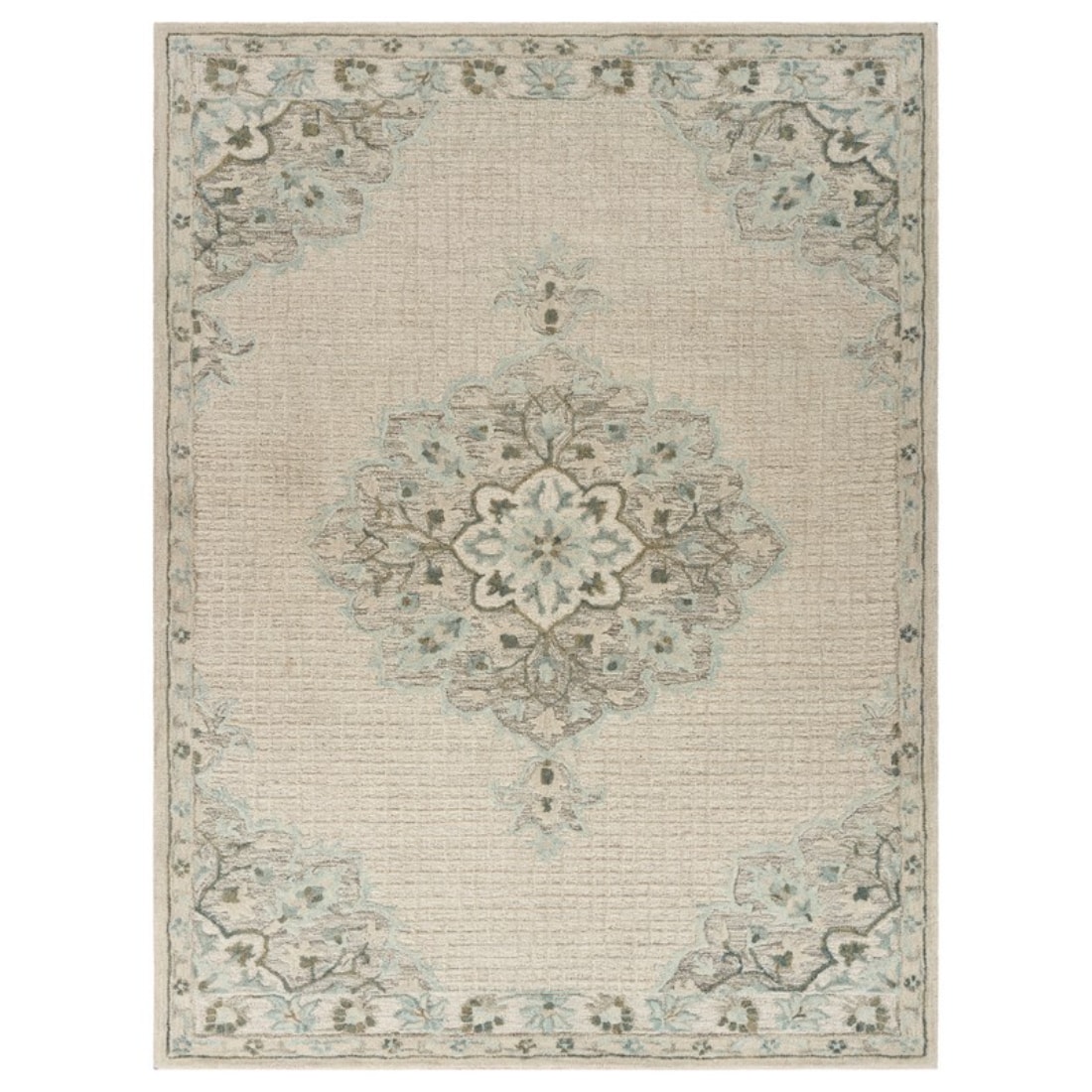 HomeRoots 4000395930 8 x 10 (ft) Wool Ivory Rectangular Indoor Area rug
