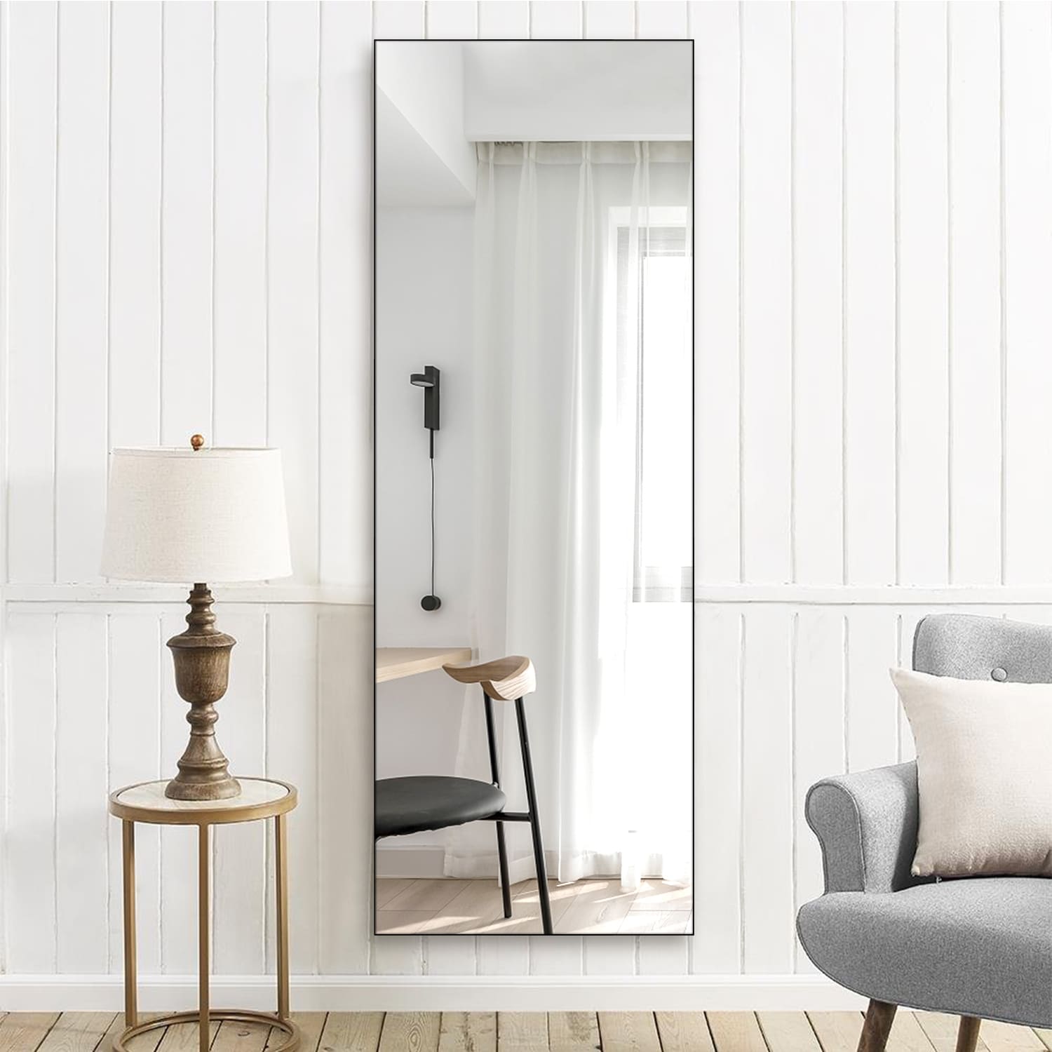NeuType 20-in W x 55-in H Black Framed Full Length Wall Mirror at Lowes.com