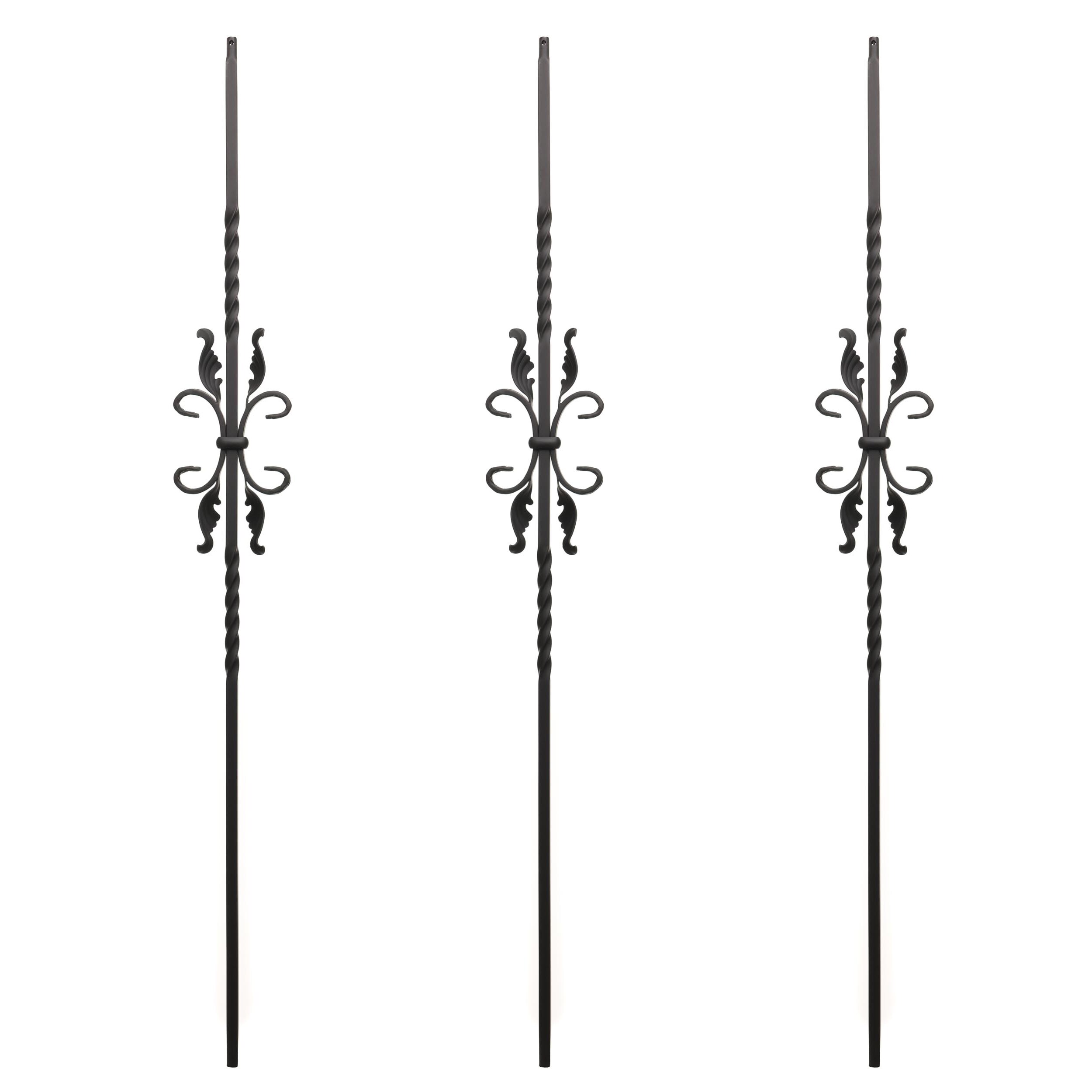 RELIABILT WGT55SB 43-in x 0.5-in Satin Black Wrought Iron Scroll Stair Baluster (3-Pack)