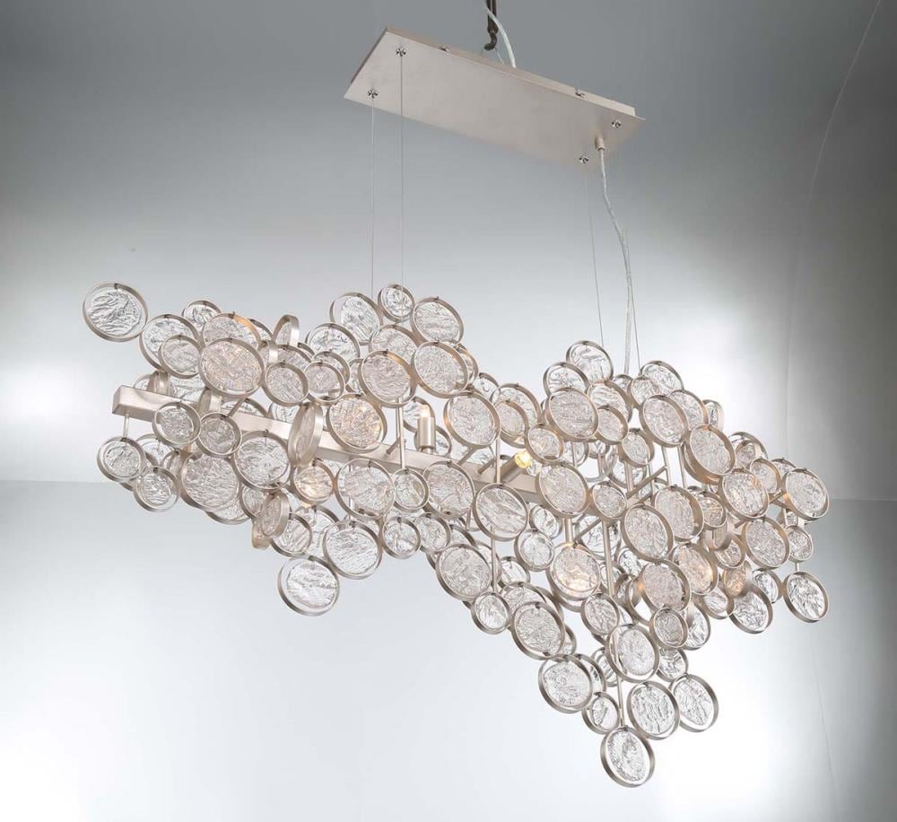 Trento 15-Light Champagne Silver and Clear Glass Chandelier