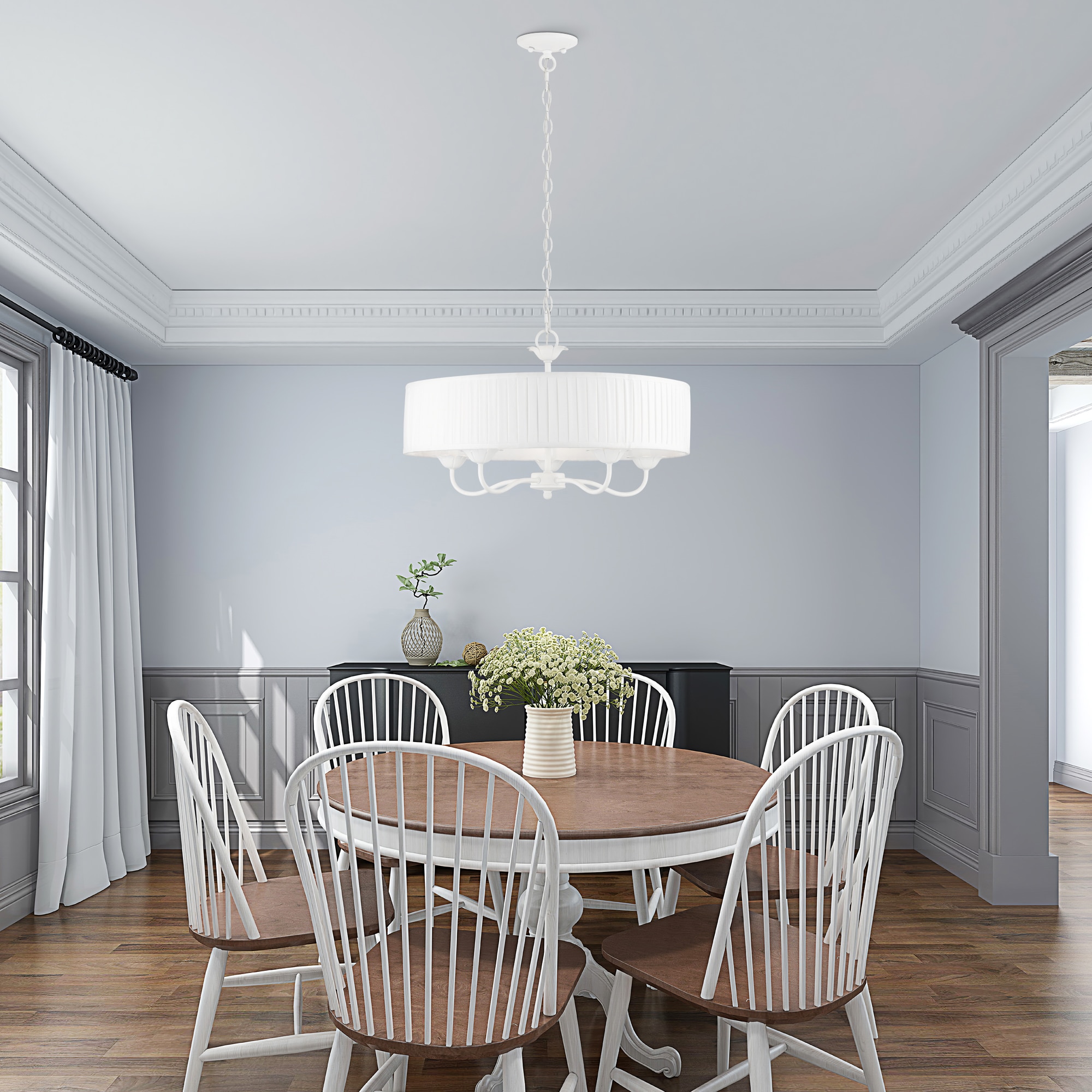 Edinburgh 23" White Glass Drum Pendant Light