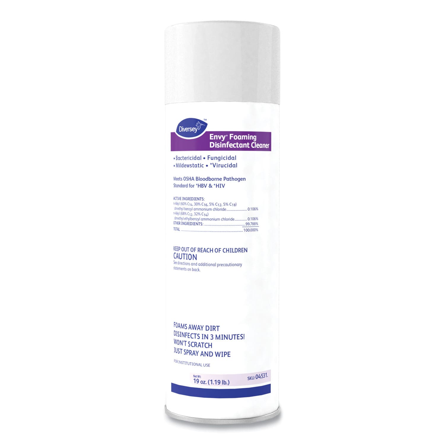 Diversey Envy Foaming Disinfectant Cleaner  Lavender Scent  19 Oz Aerosol Spray