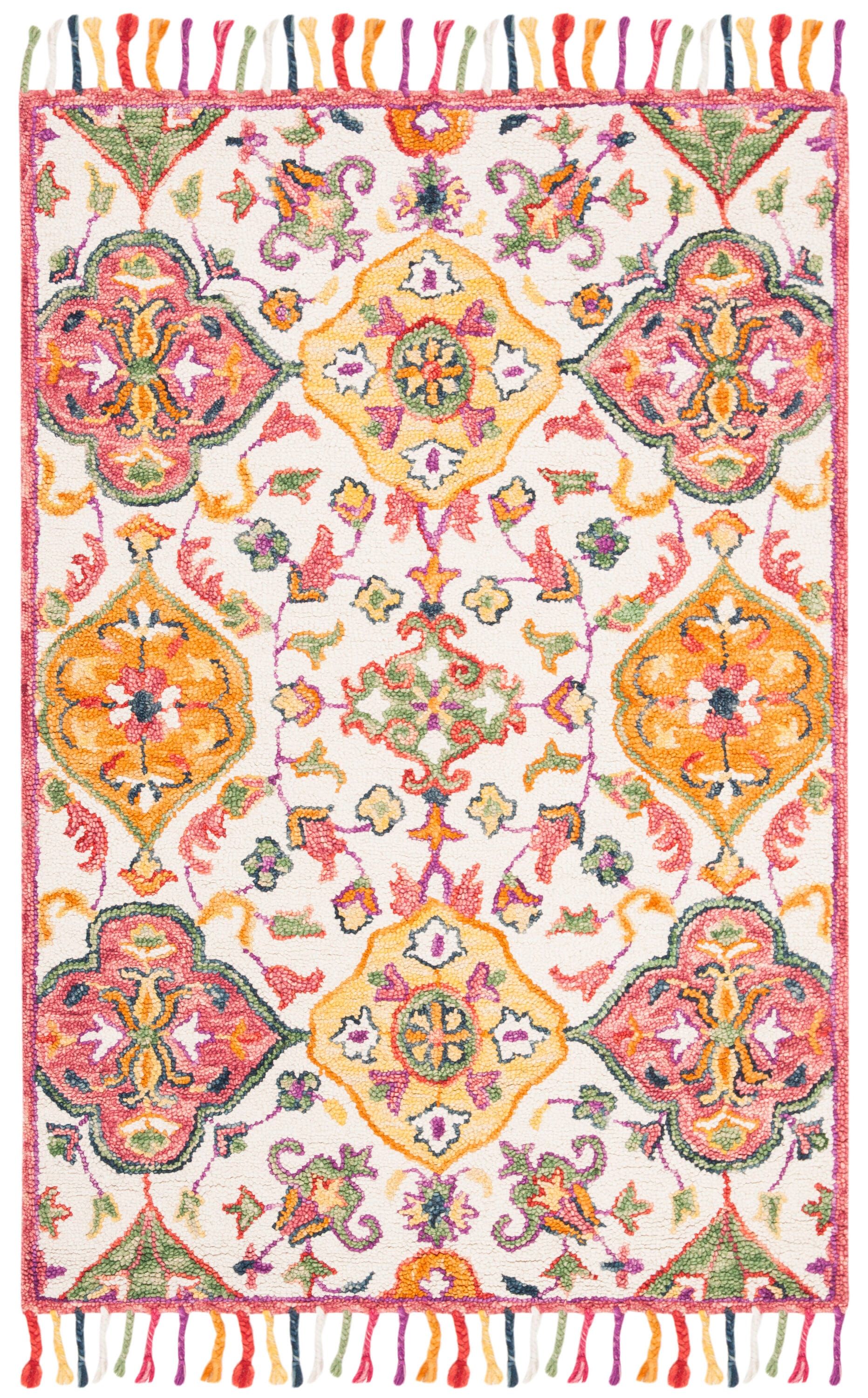 Handmade Ivory Multicolor Wool Tufted Area Rug 2'3" x 4'