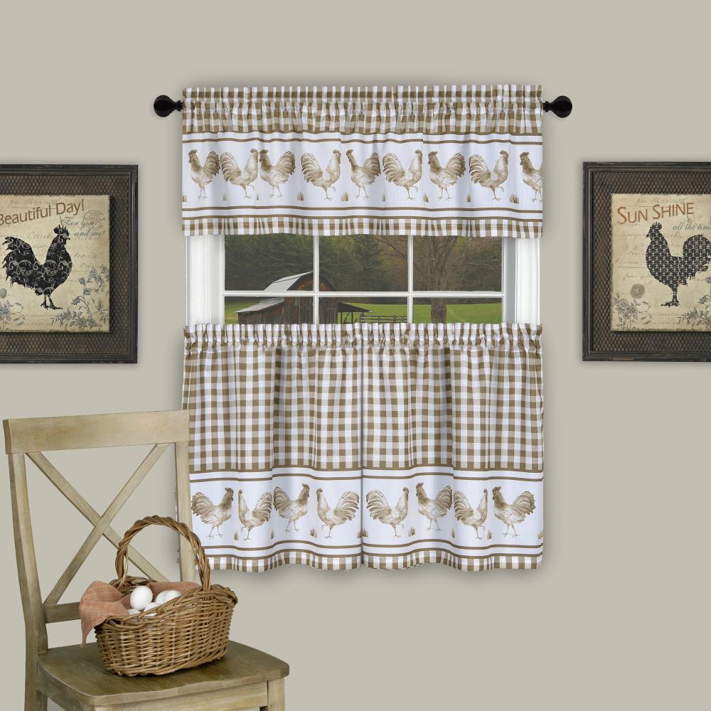 Achim BRTV24TP12 Barnyard 24-Inches Taupe Polyester Rod pocket Valance and tier set