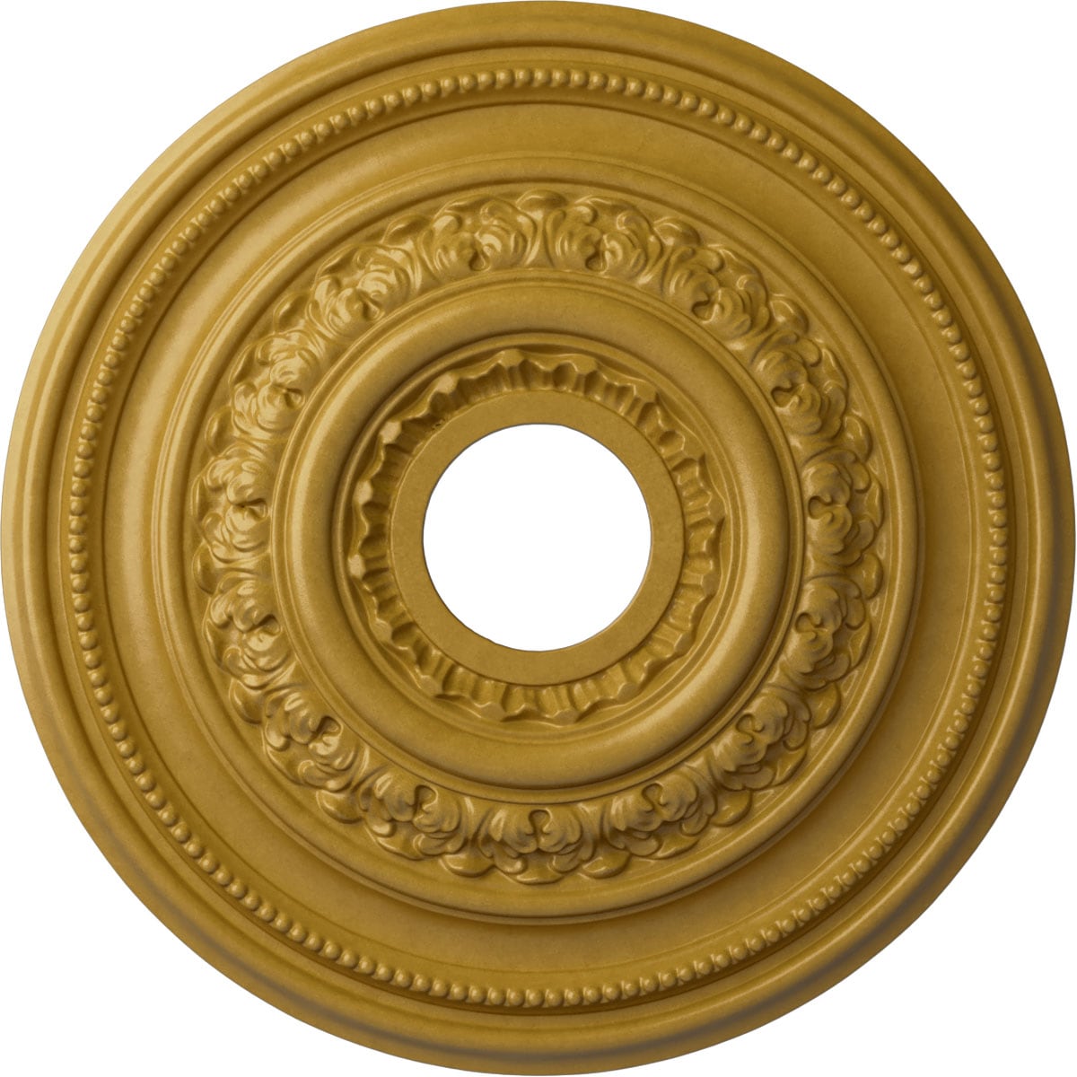 Ekena Millwork CM17OLIGS Orleans 17.625-in W x 17.625-in L Painted Iridescent Gold Polyurethane Whole Ceiling Medallion