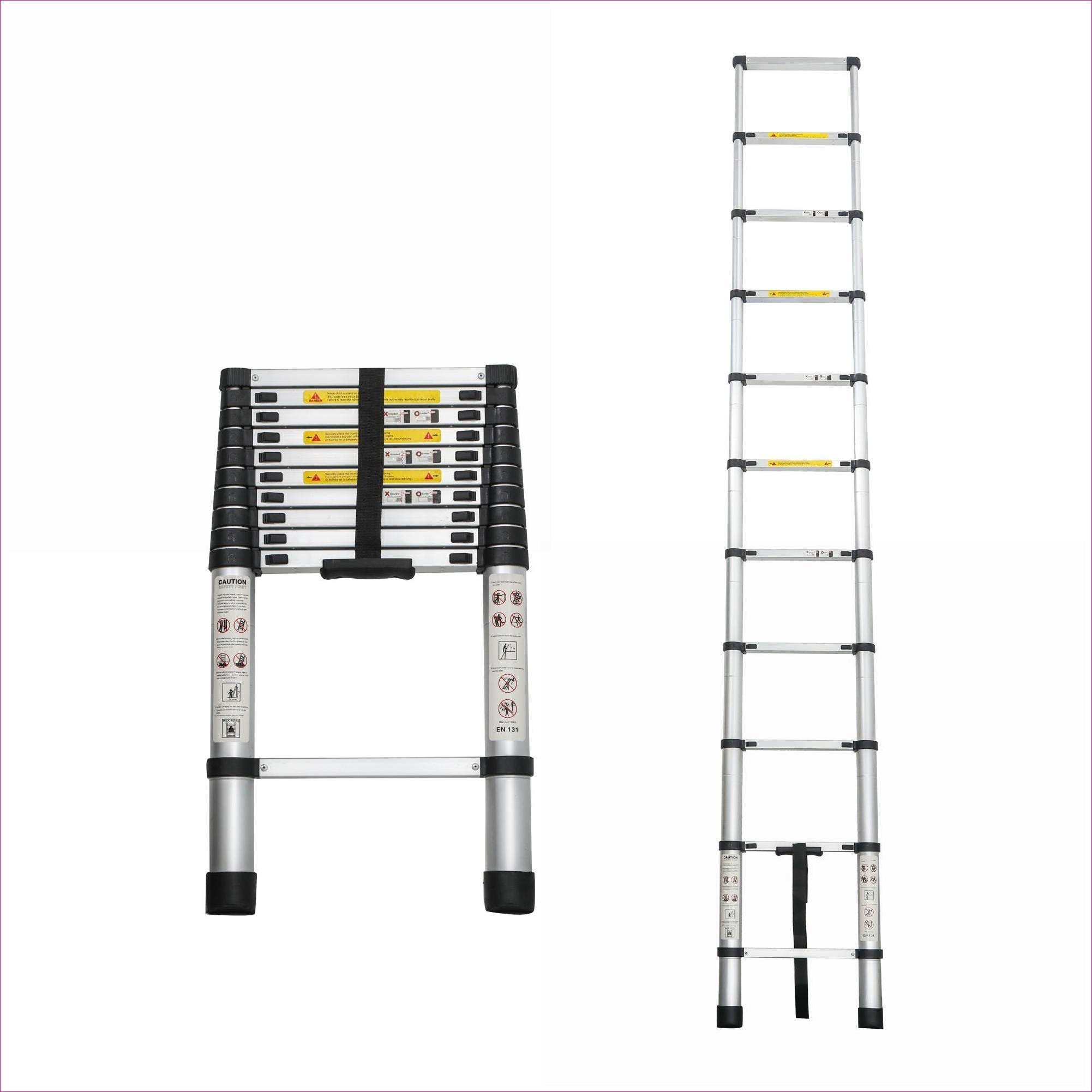 Watnature 10.5FT Matte Black Aluminum Telescoping Ladder Portable Folding Heavy Duty 300 lbs Etimestension Ladder for Indoor Outdoor Use #1KLXDI3VGZPJ