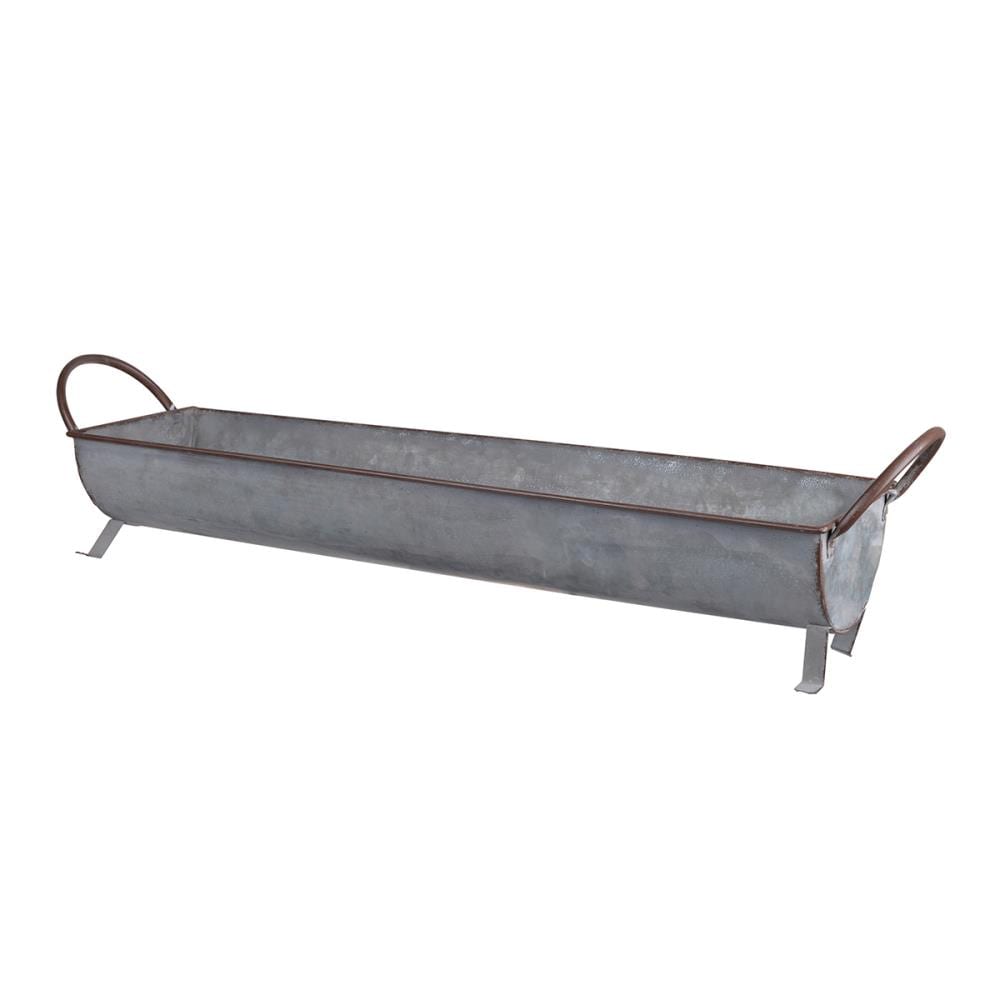A&B Home D41208 Rectangle 29.5-Inches W Medium Gray Metal Contemporary/Modern Indoor/Outdoor Planter with Drainage Holes Stand Included