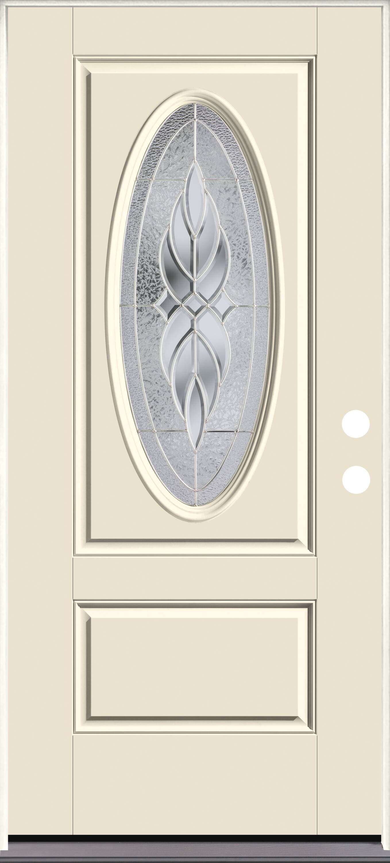 Therma-Tru TT649134 Varissa Entry Door 36-in x 80-in x 4-9/16-in Fiberglass Oval lite Left-hand inswing Unfinished Prehung Front Door Insulating core