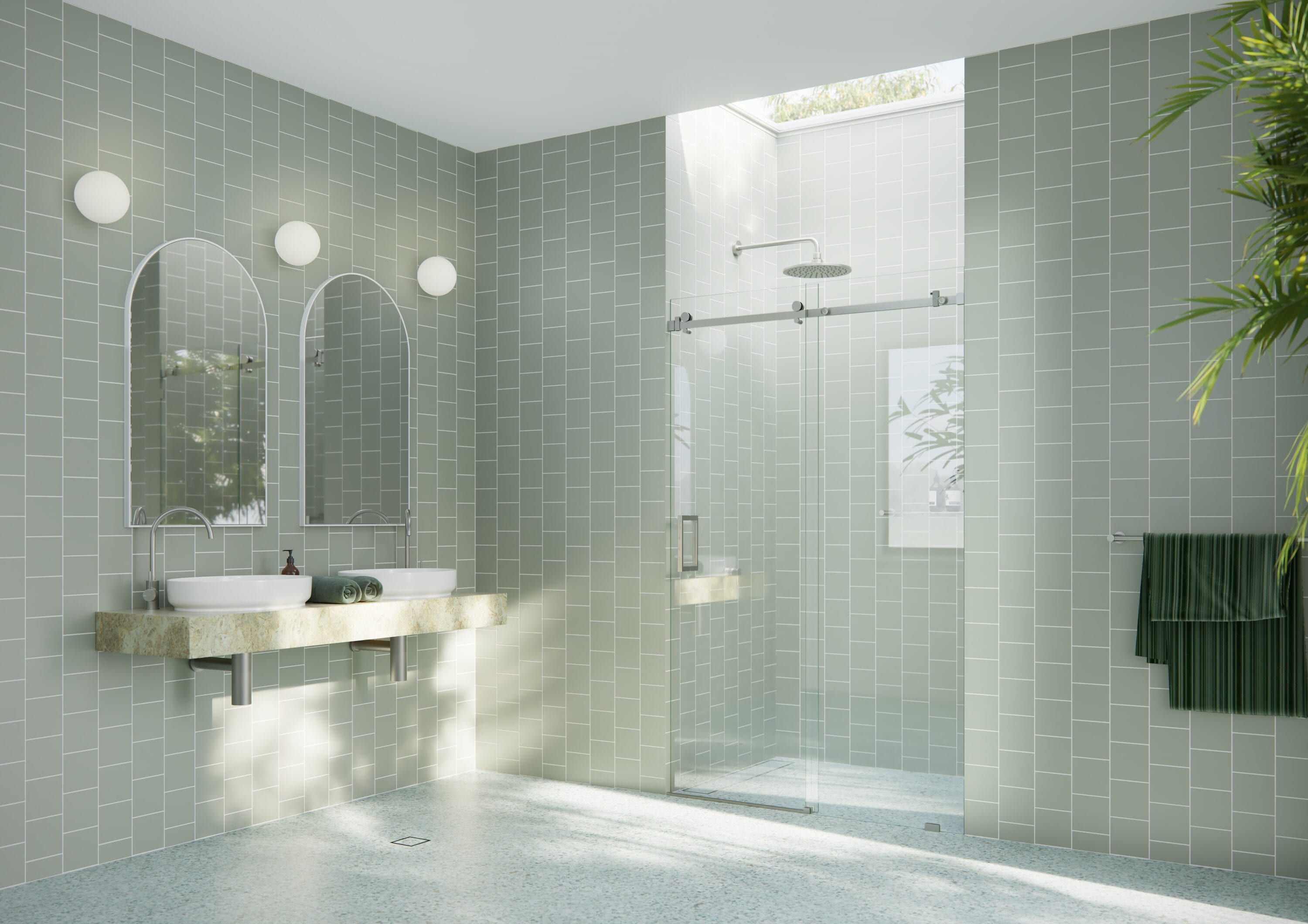 Glass Warehouse SQSLD-52-BN Astro Brushed Nickel 48-in to 52-in W x 78-in H Frameless Sliding Shower Door 5/16-in Thick Clear Glass
