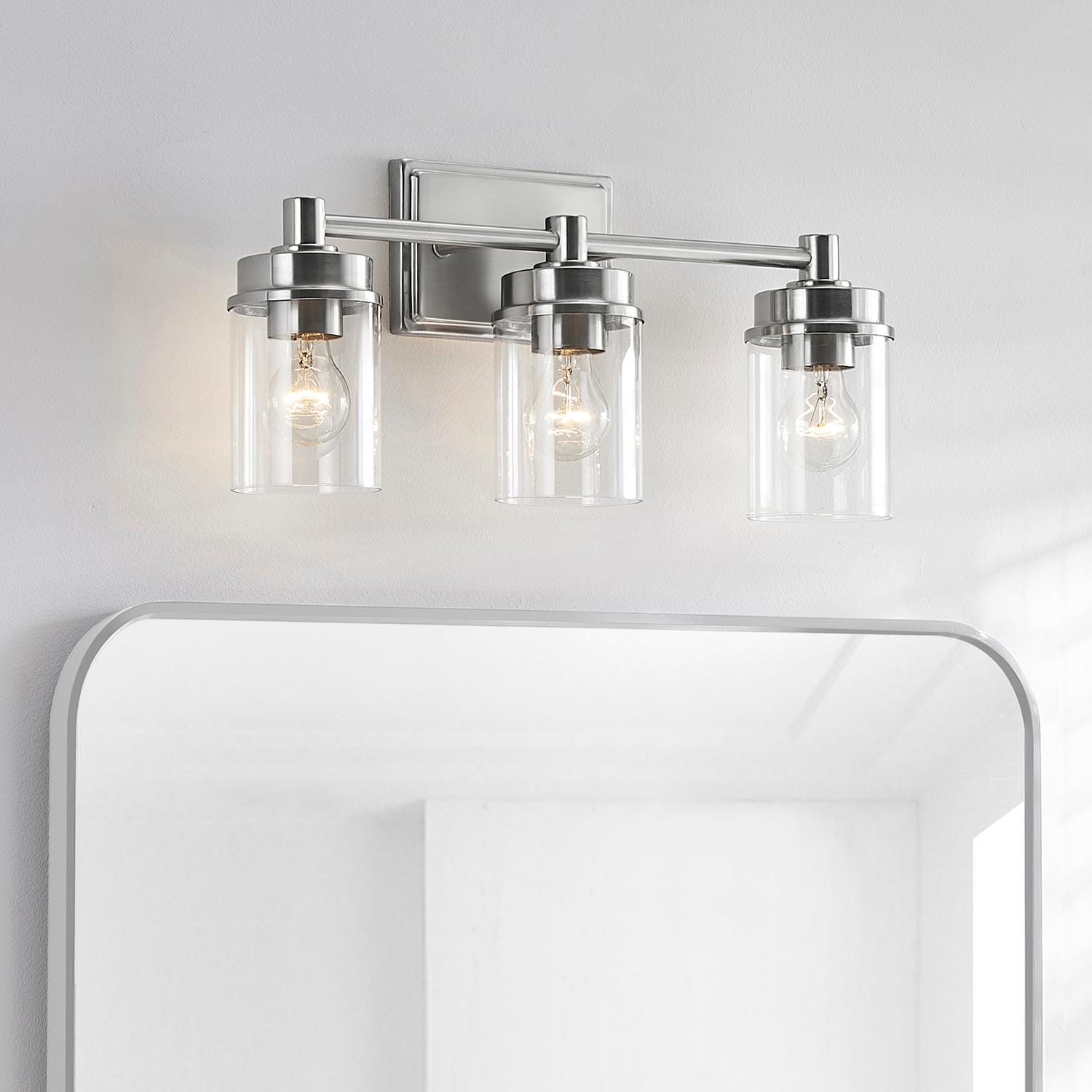KAWOTI 21233 Clayton 20.75-in 3 -Light Brushed Nickel Industrial Vanity light