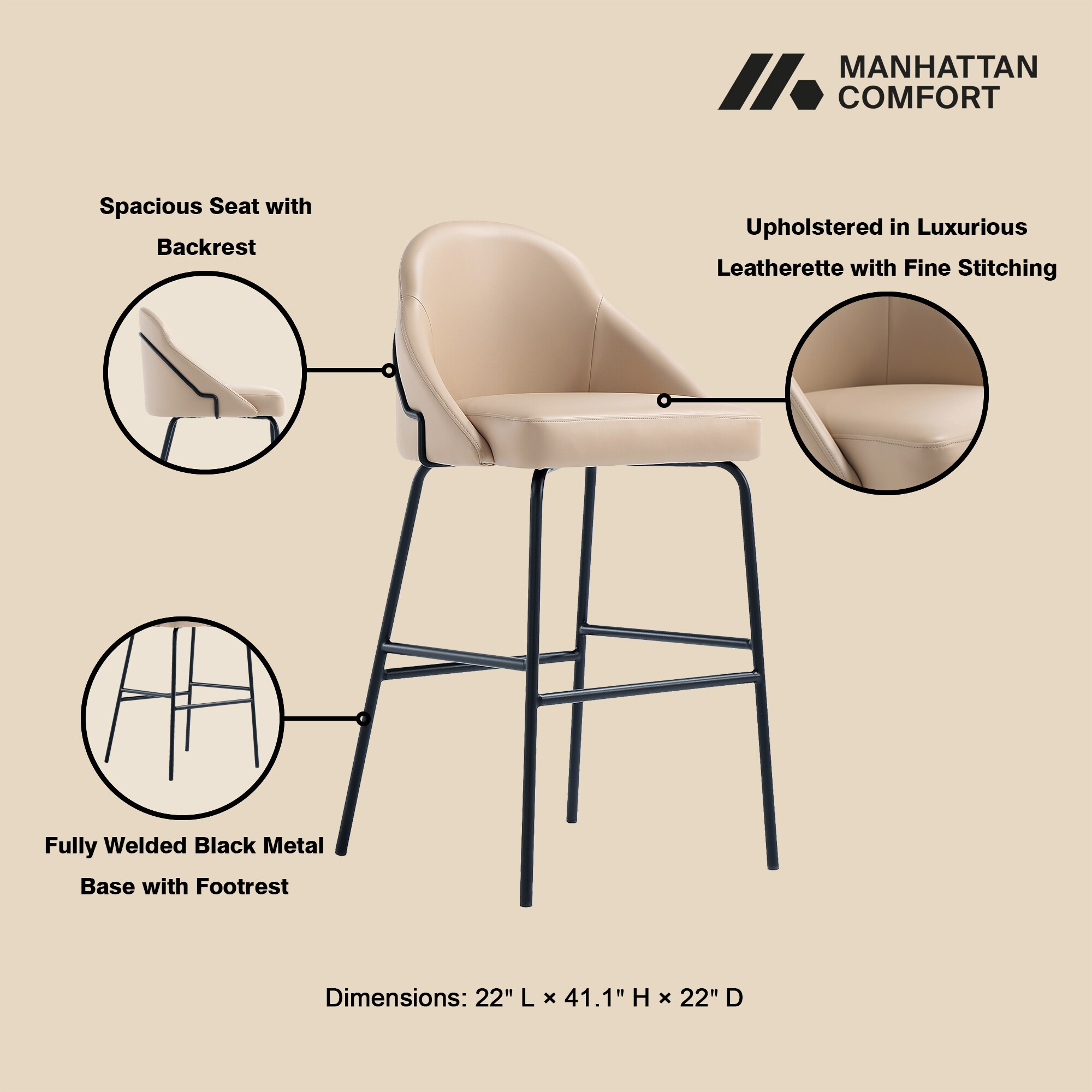Manhattan Comfort 3-BS022-BTN stools - View #4
