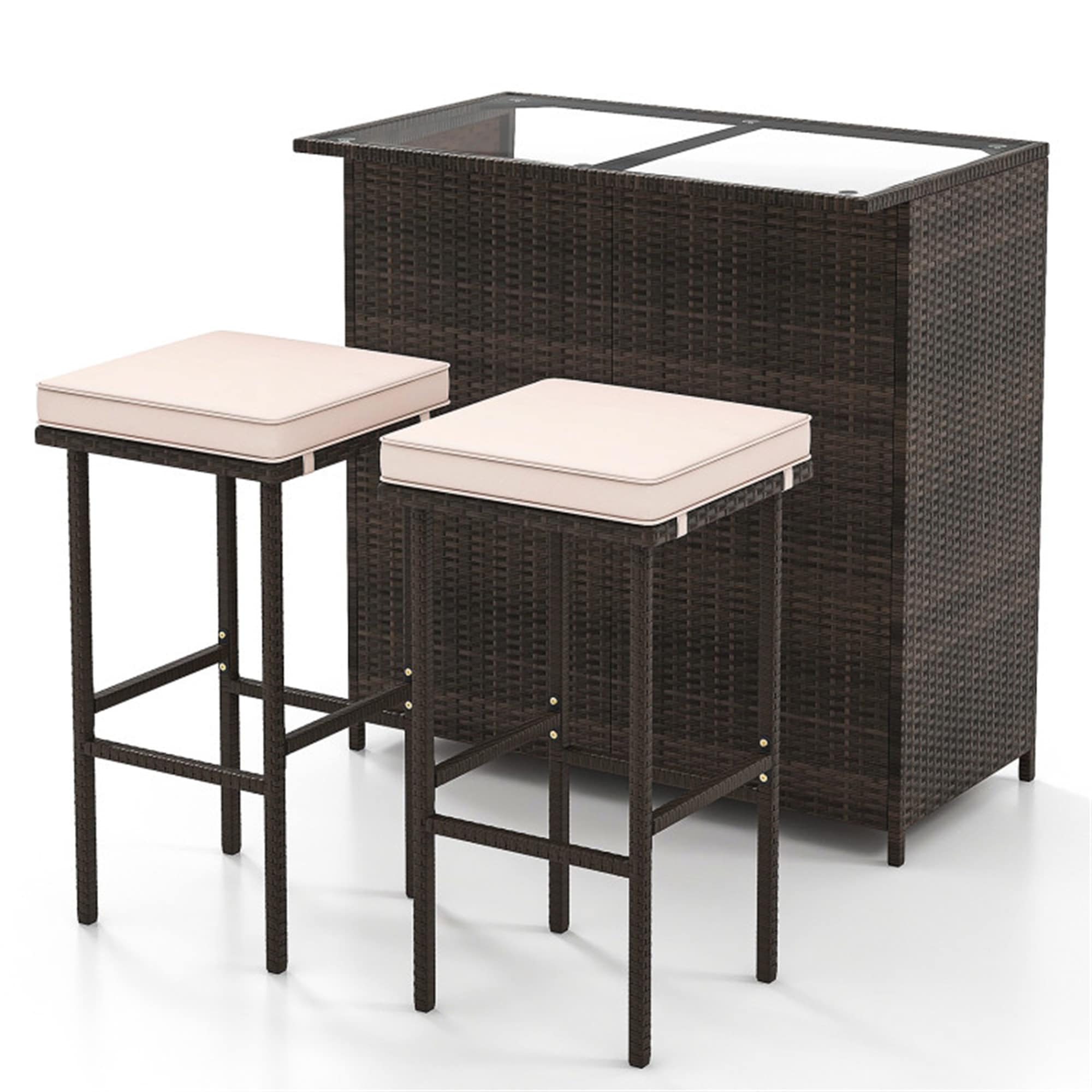 BABOOM BOM-72348BN-CO Patio Bar Set Mix Brown Steel Patio Bar