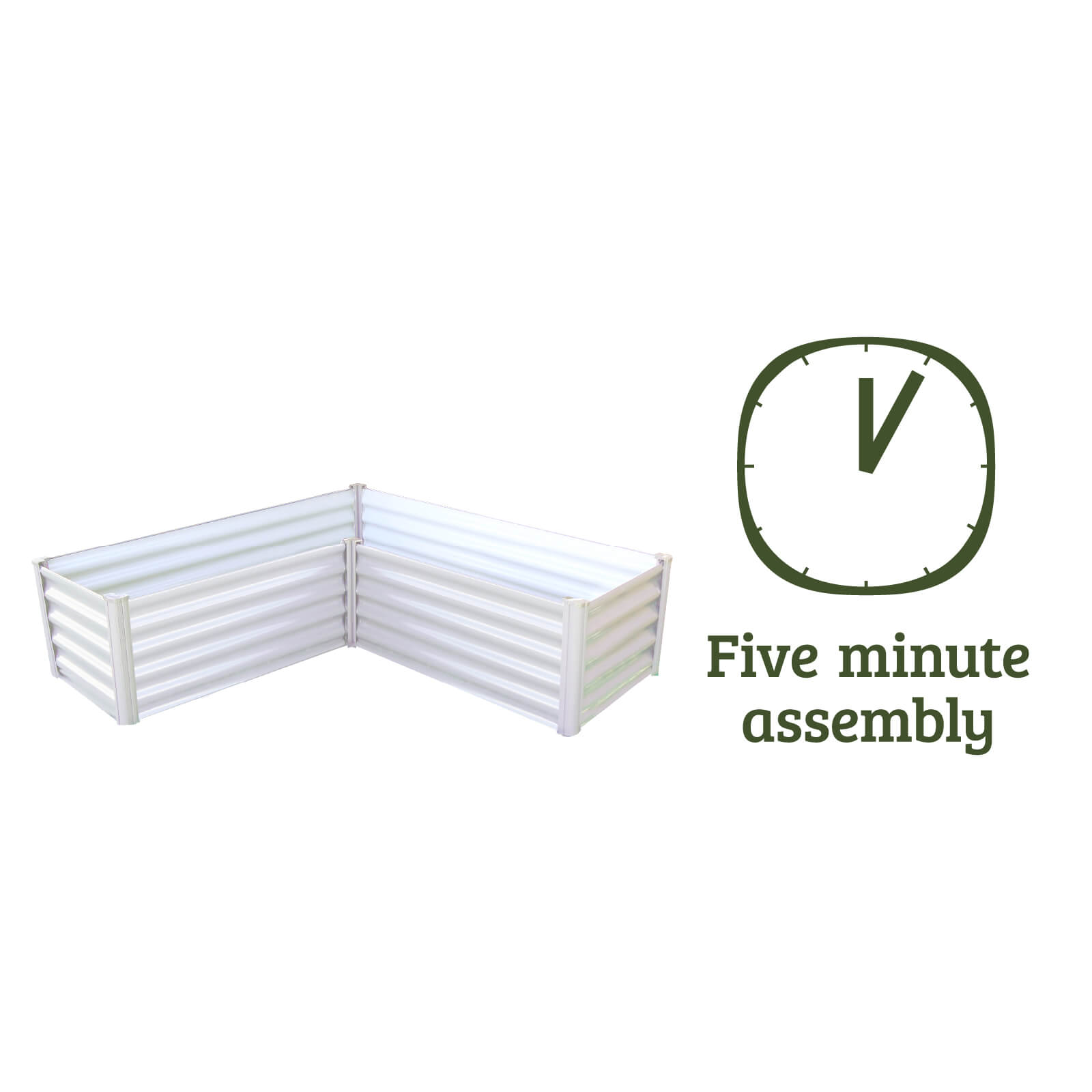 Surfmist White L-Shaped Galvanized Steel Raised Garden Bed