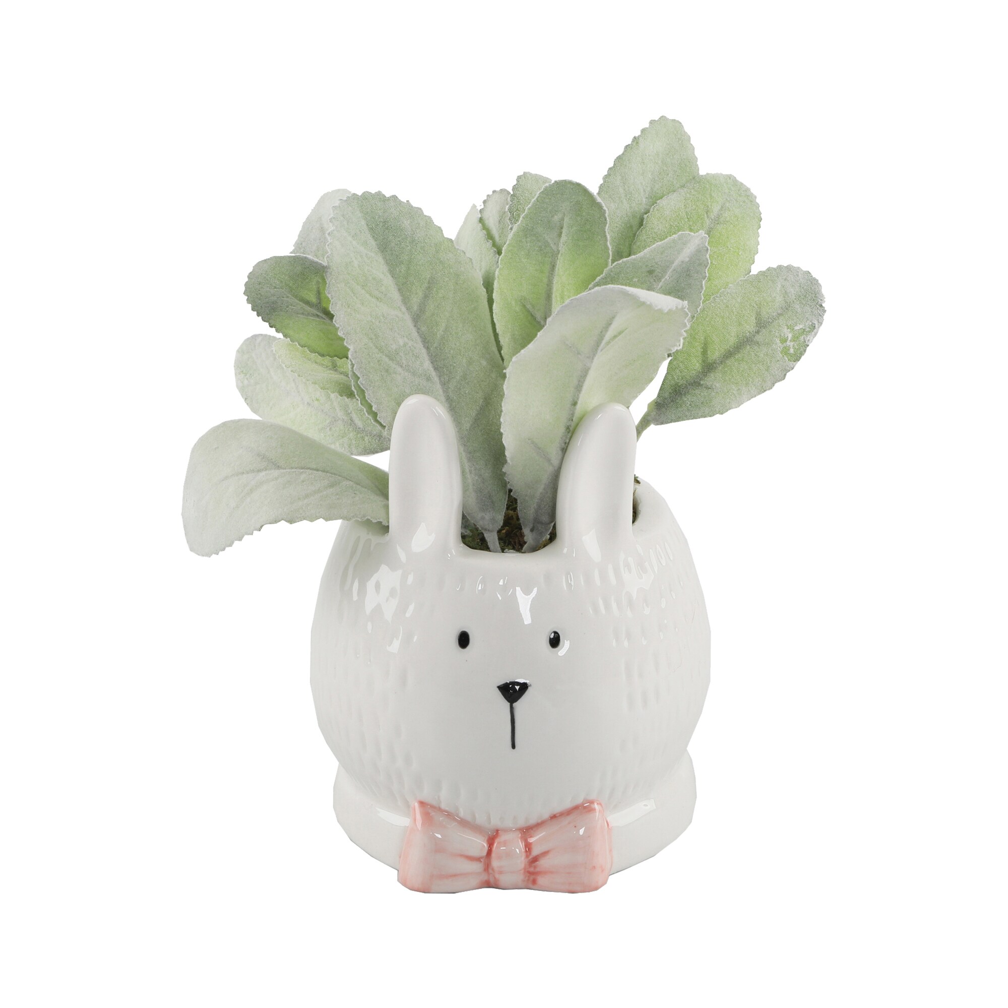Flora Bunda CS4227E-WH 4.5-in White Indoor/Outdoor Lambs Ear Artificial Plant