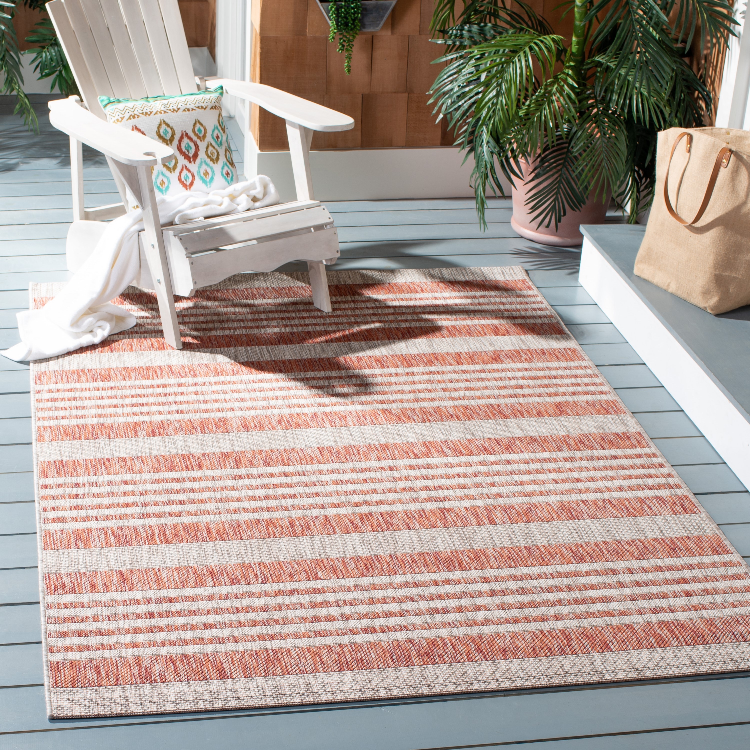 Safavieh Courtyard Malibu 5 X 8 (ft) Red/Beige Indoor/Outdoor Stripe ...