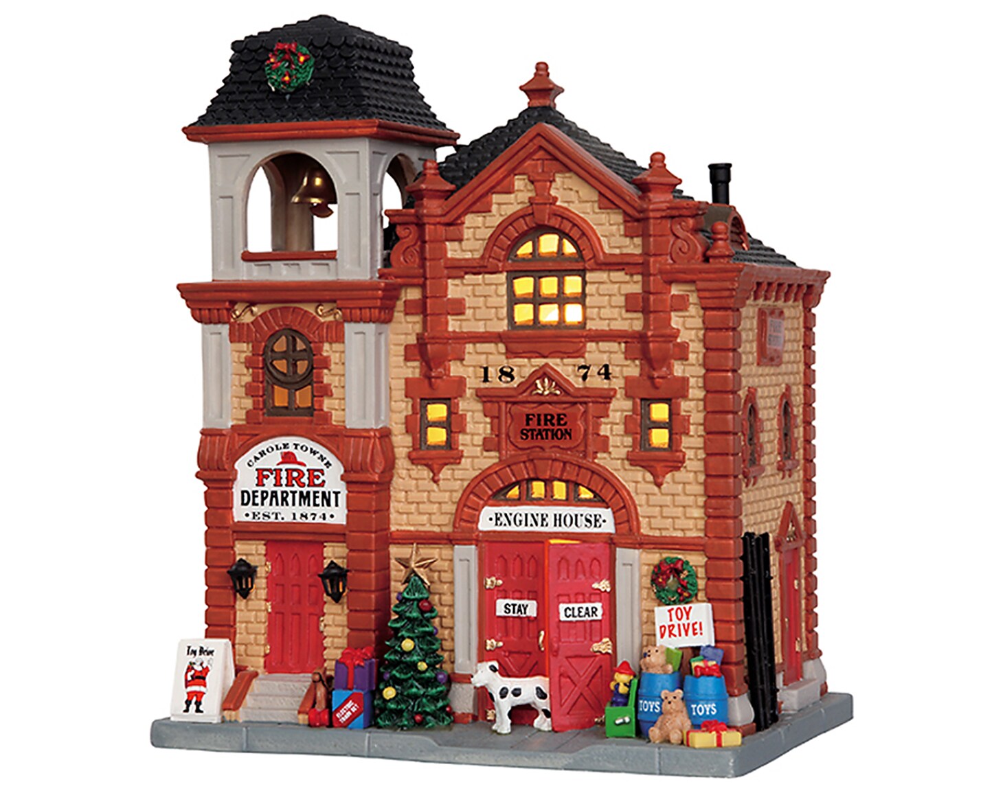 Carole Towne Christmas Porcelain Lighted Fire Department Christmas ...