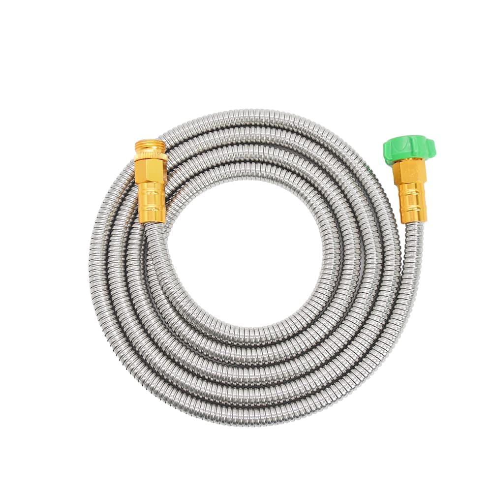 GardenJoy - 10FT Flexible Metal Garden Hose Anti Kink Stainless Steel Water Hose Heavy Duty Outdo...