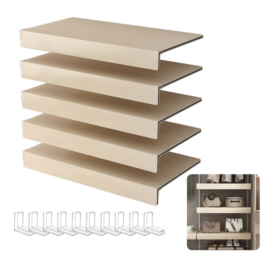 Blisstyle - ( Oak Color ) 5 Pcs Wire Shelf Covers Foamed Pvc Wire Rack Covers For Removable Close...