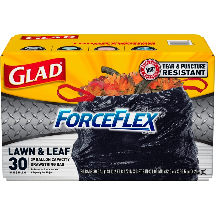 Glad ForceFlex Drawstring Trash Bags 30 Gallons Black Box Of 70