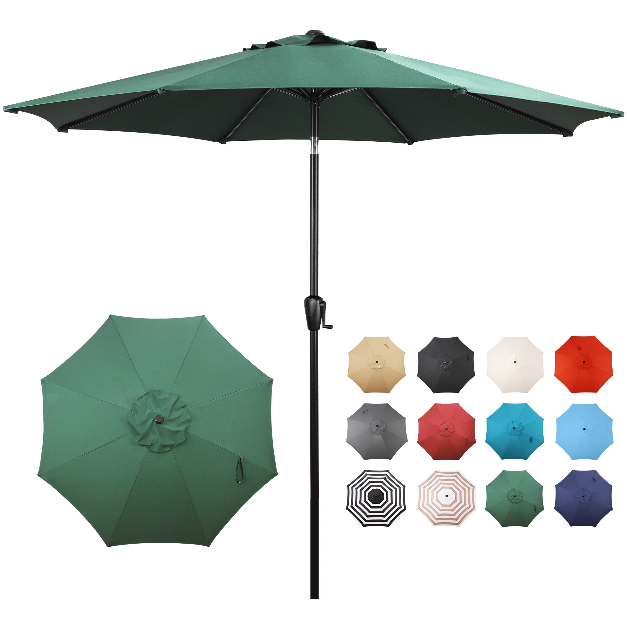 Patio Premier 2L1006HG 9-ft Steel Green Push-button Tilt Market Patio Umbrella