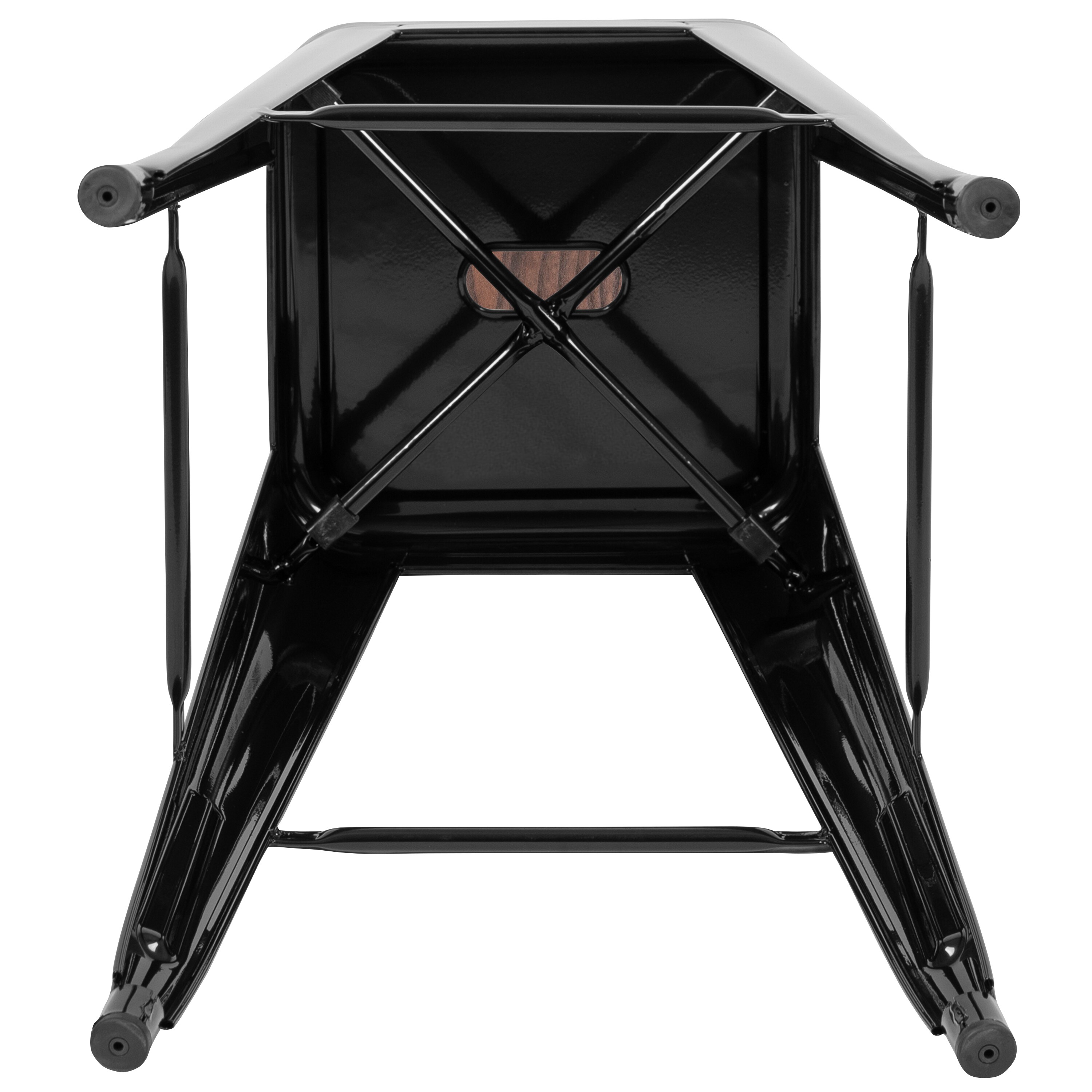 Industrial Chic 30" Stackable Black Metal and Wood Bar Stool, Set of 4