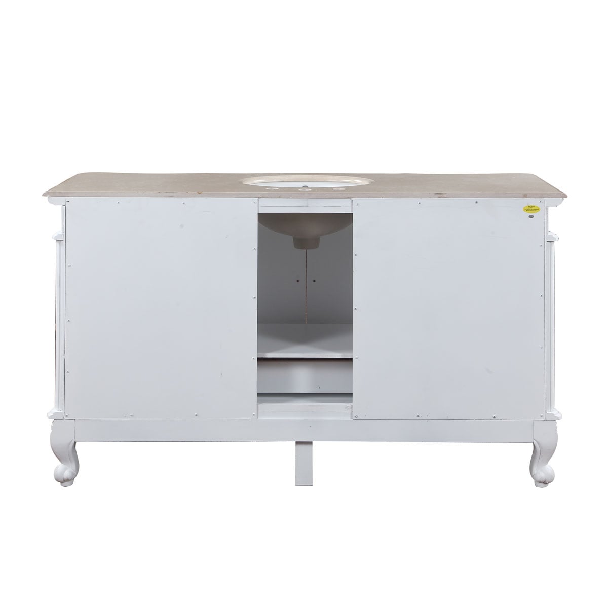 Silkroad Exclusive 60 In Antique White Undermount Single Sink Bathroom Vanity With Crema Marfil