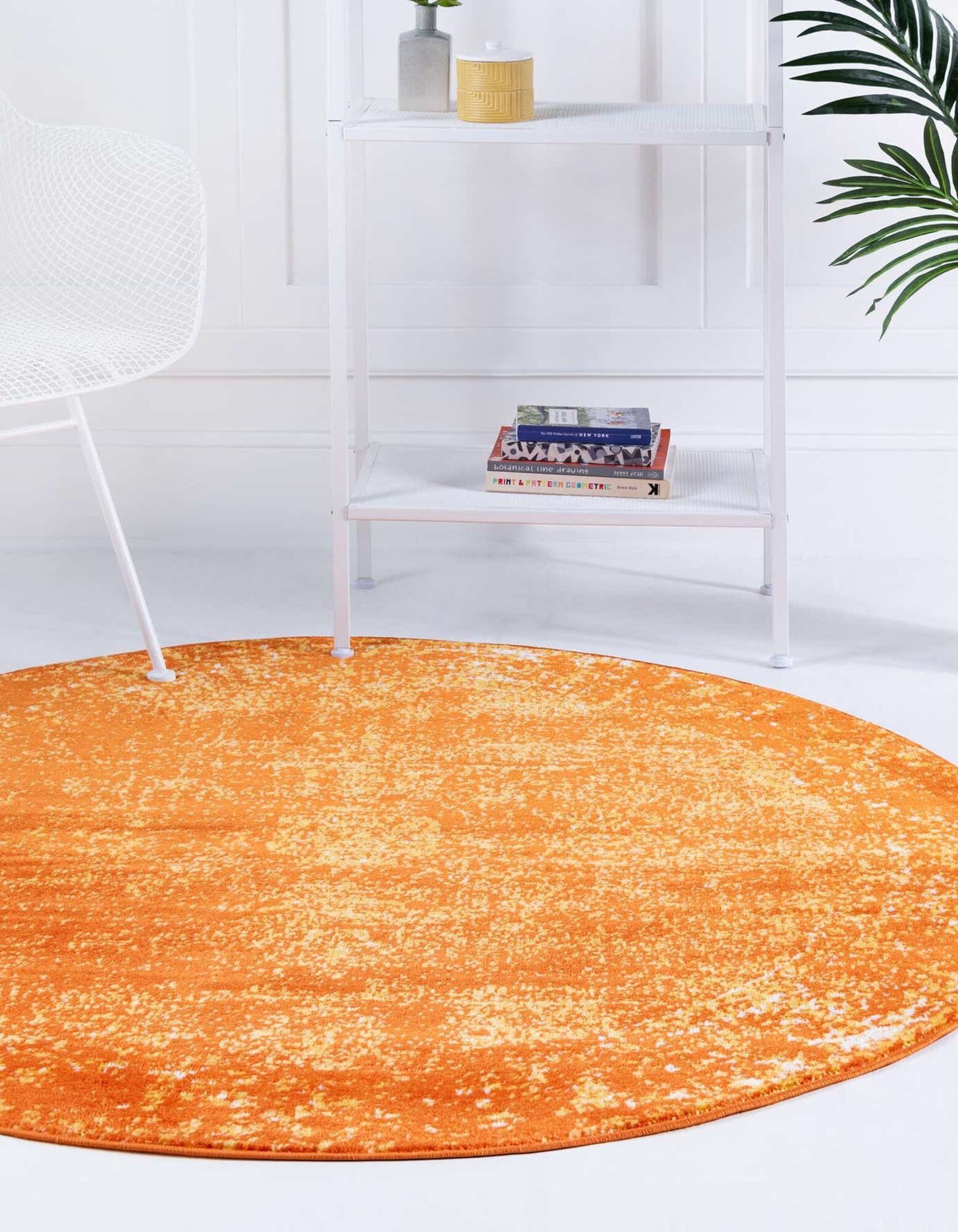 Unique Loom 3147046 Sofia 5 x 5 (ft) Loomed Polypropylene Orange Round Indoor Floral Bohemian/Eclectic Area rug