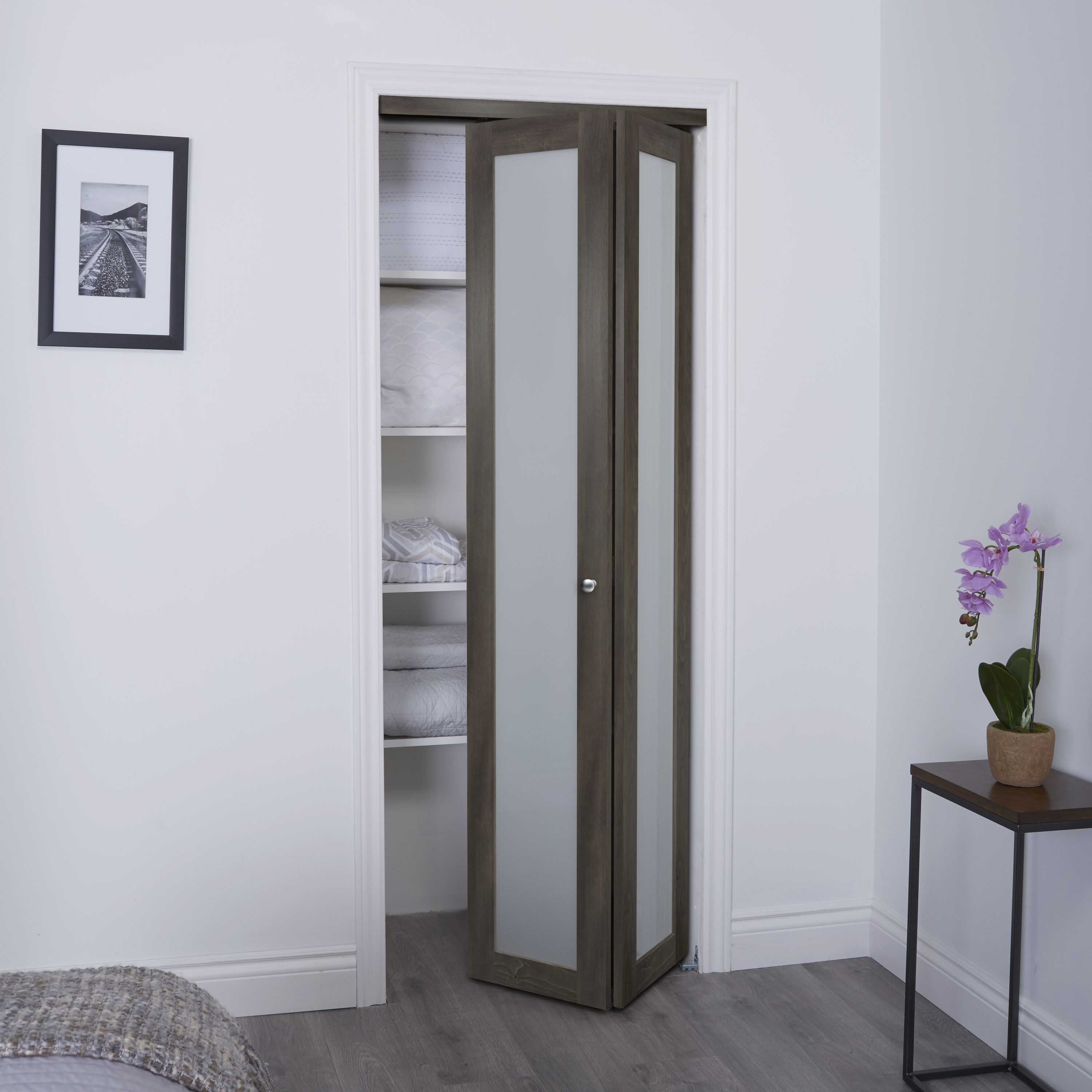 RELIABILT Euro 24-in x 80-in Gray Prefinished Mdf Closet Bifold Door ...