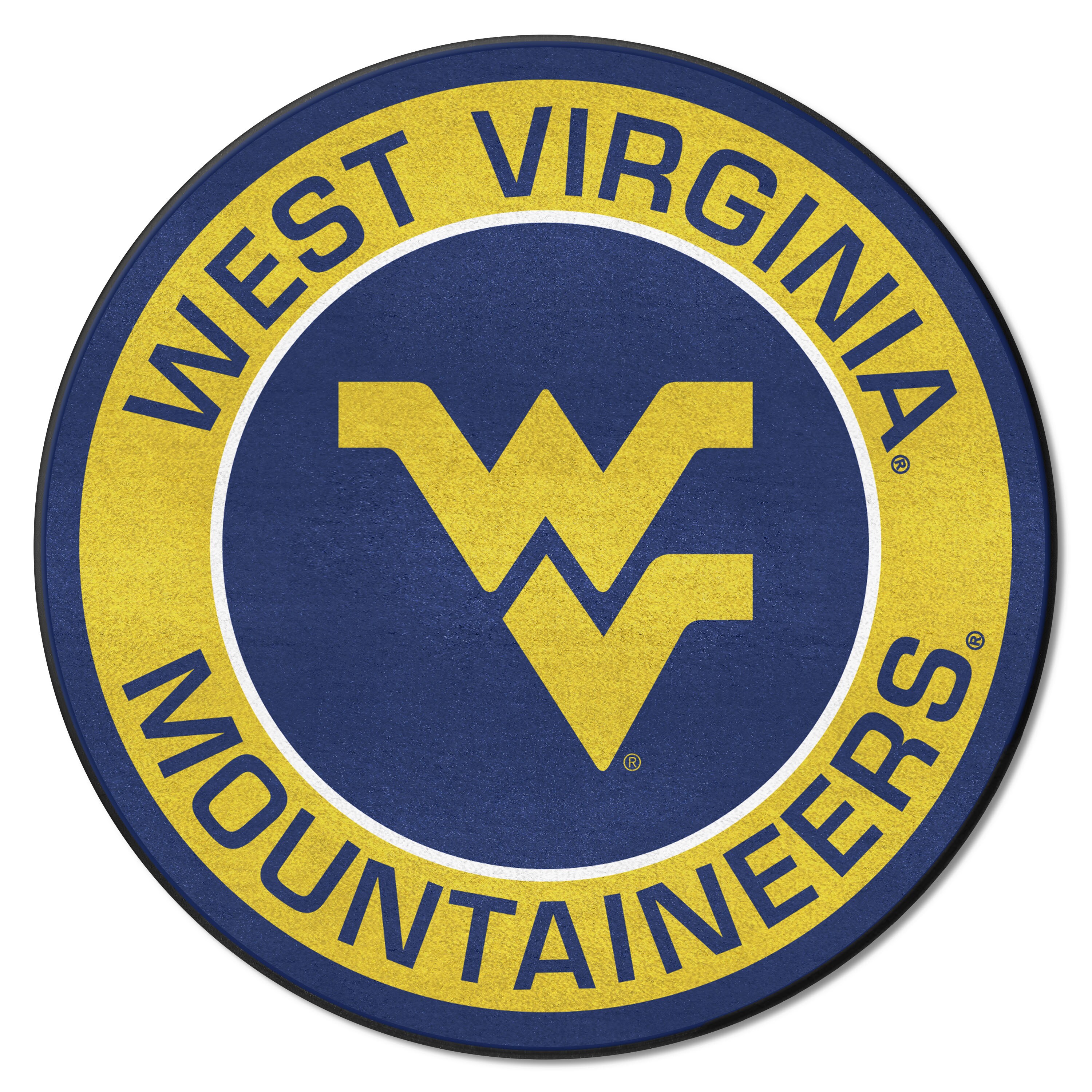 FANMATS 18648 West Virginia Mountaineers 2-ft x 2-ft Blue Nylon Round Indoor Decorative Sports Door mat