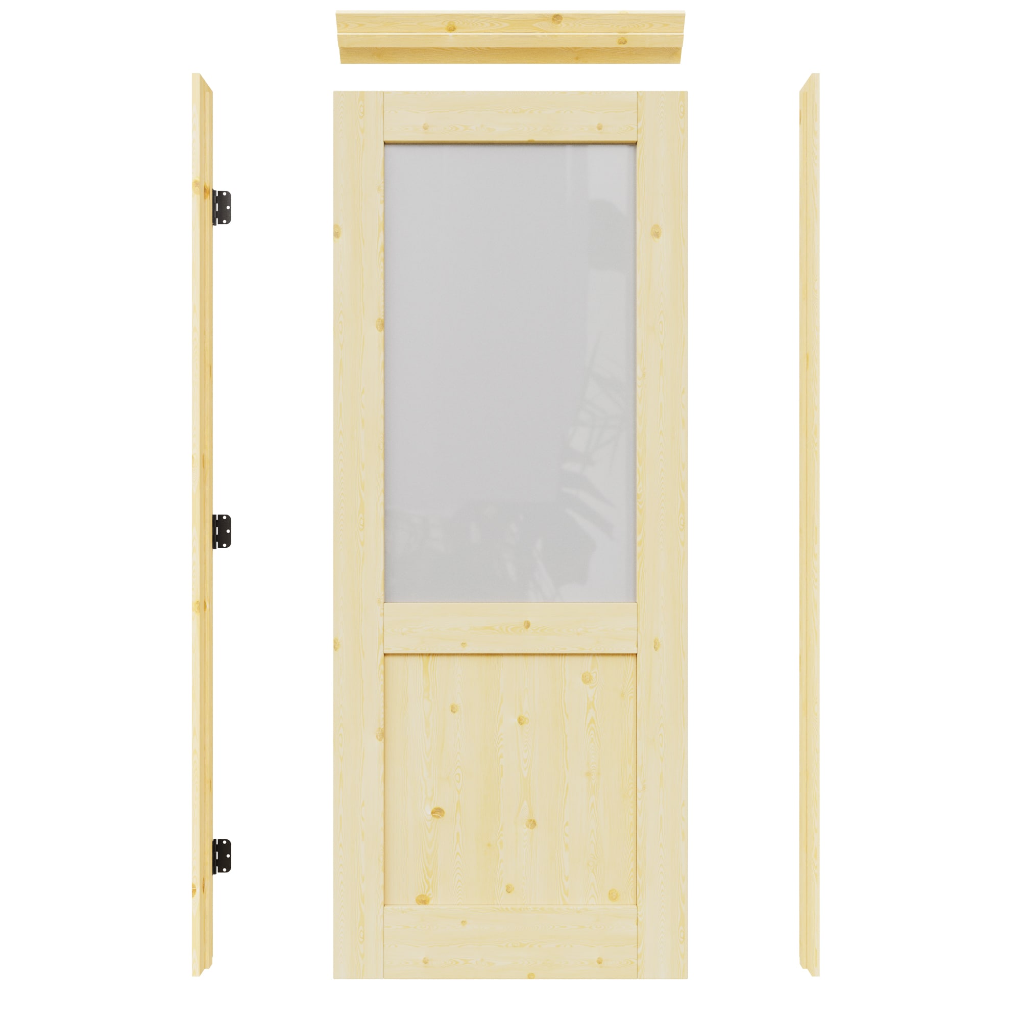 JUJUBON - 36-in x 80-in Natural Quickly Assemble Jamb Solid Core 1-panel Frosted glass Left Hand ...