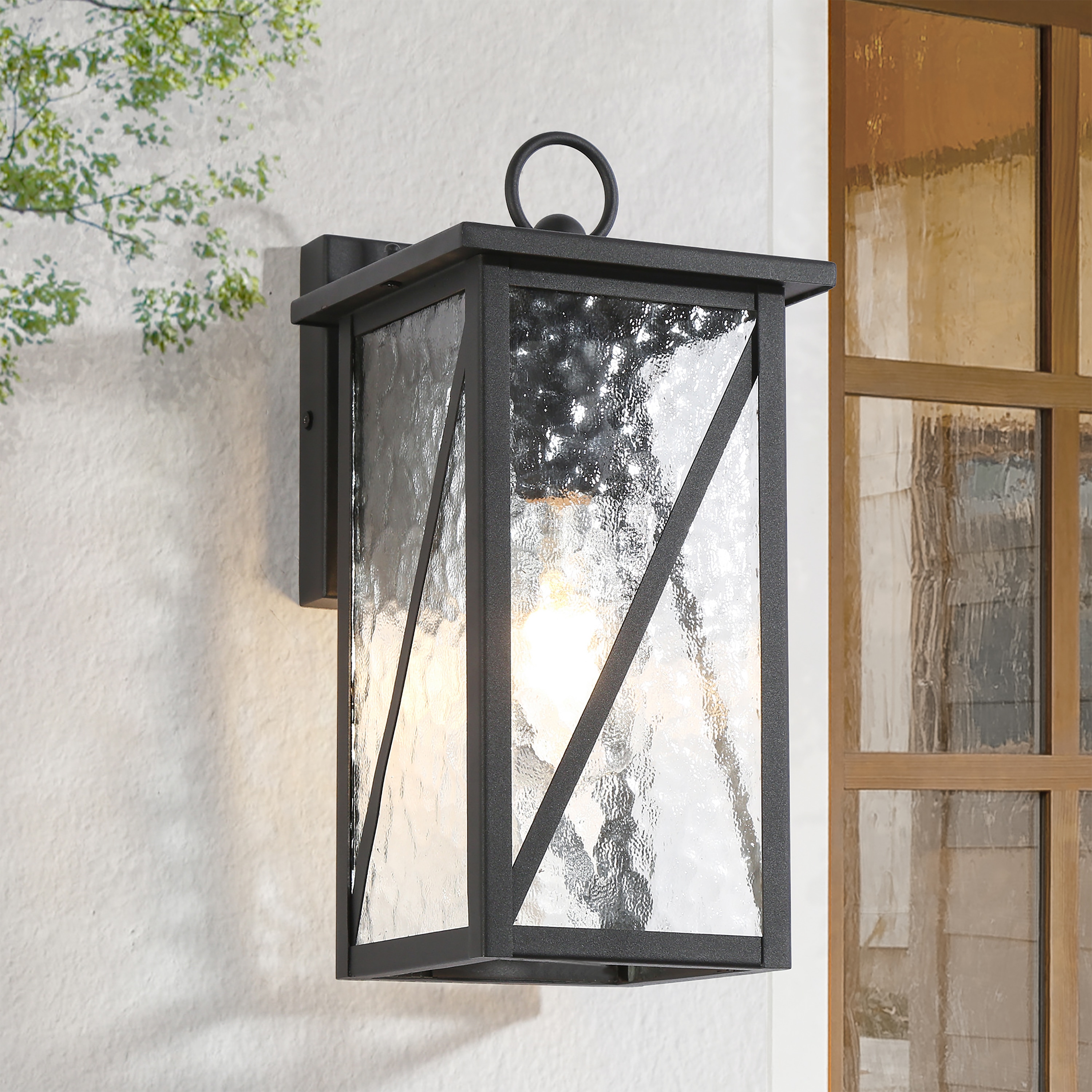 LNC JJQ3ENLWS100WV9 Saturninus 1 -Light 13-in H Matte Black Hardwired Outdoor Wall Light