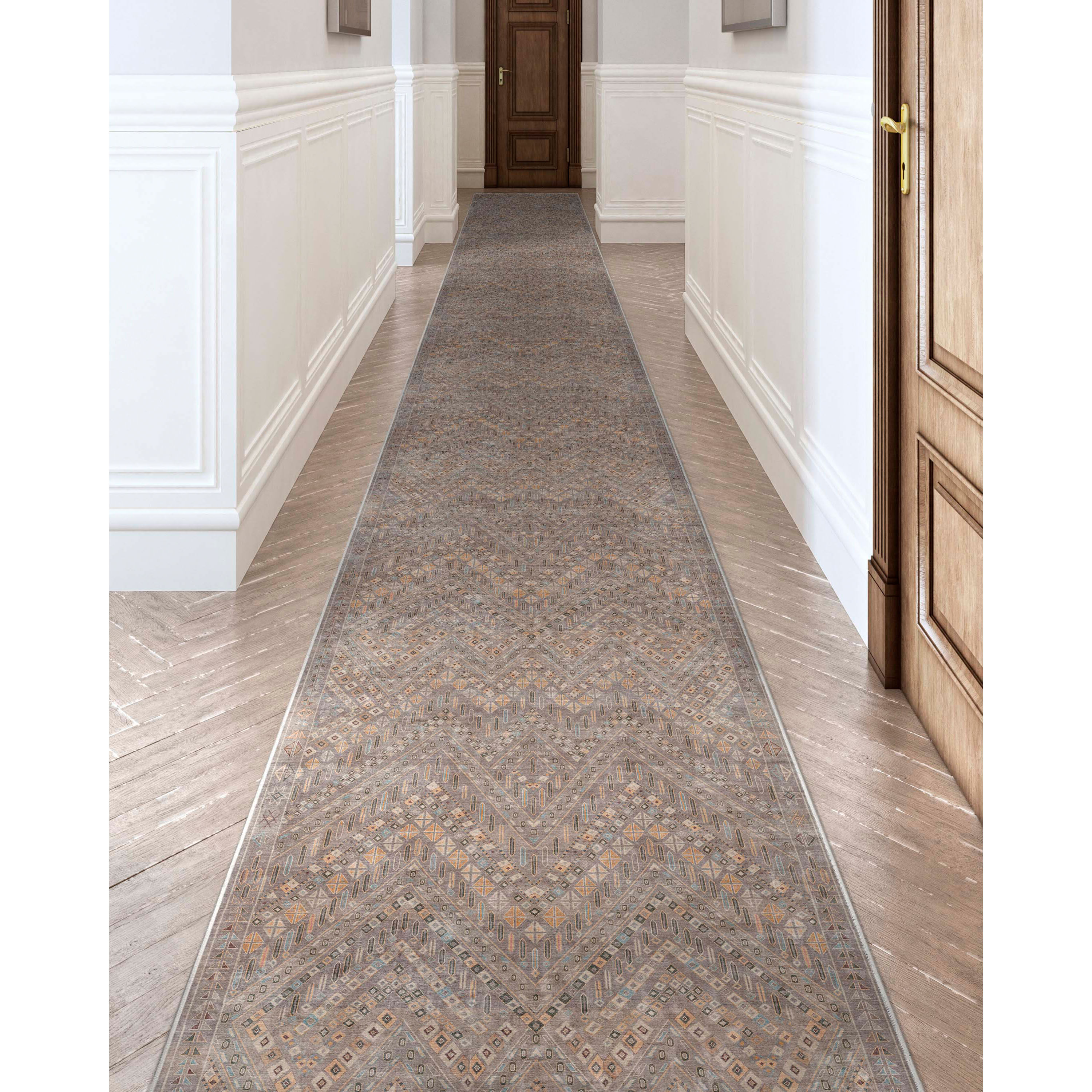 Well Woven W-AS-04A-2 2 x 8 (ft) Flatweave Polyester Grey Rectangular Indoor Tribal Vintage Runner rug