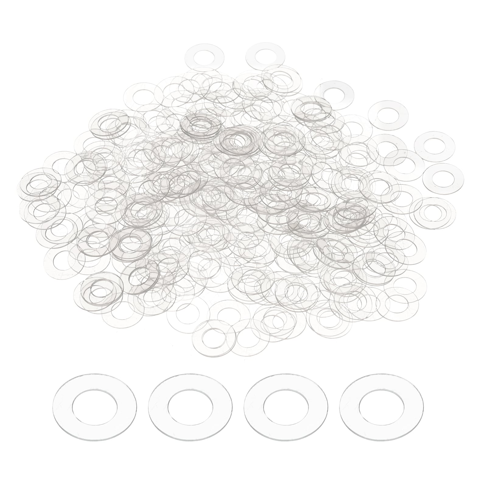 Harfington 300pcs M4 PVC Flat Washers 4mm ID 8mm OD 0.5mm Thick Sealing Gasket Ring Spacer Metric Round Washers Replacement for Water Pipe Hose Shower Door Handles