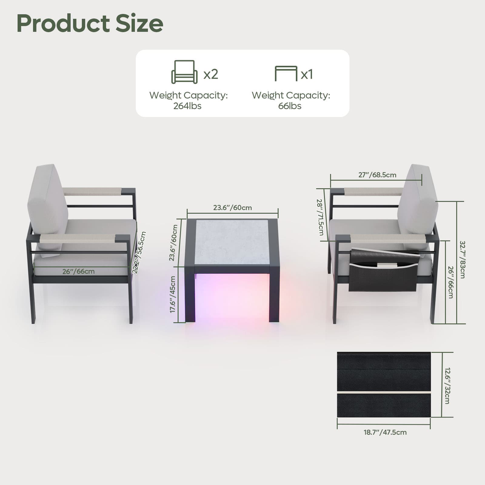 Bestier LOW-O300260C-ALMB Patio-Tables - View #8
