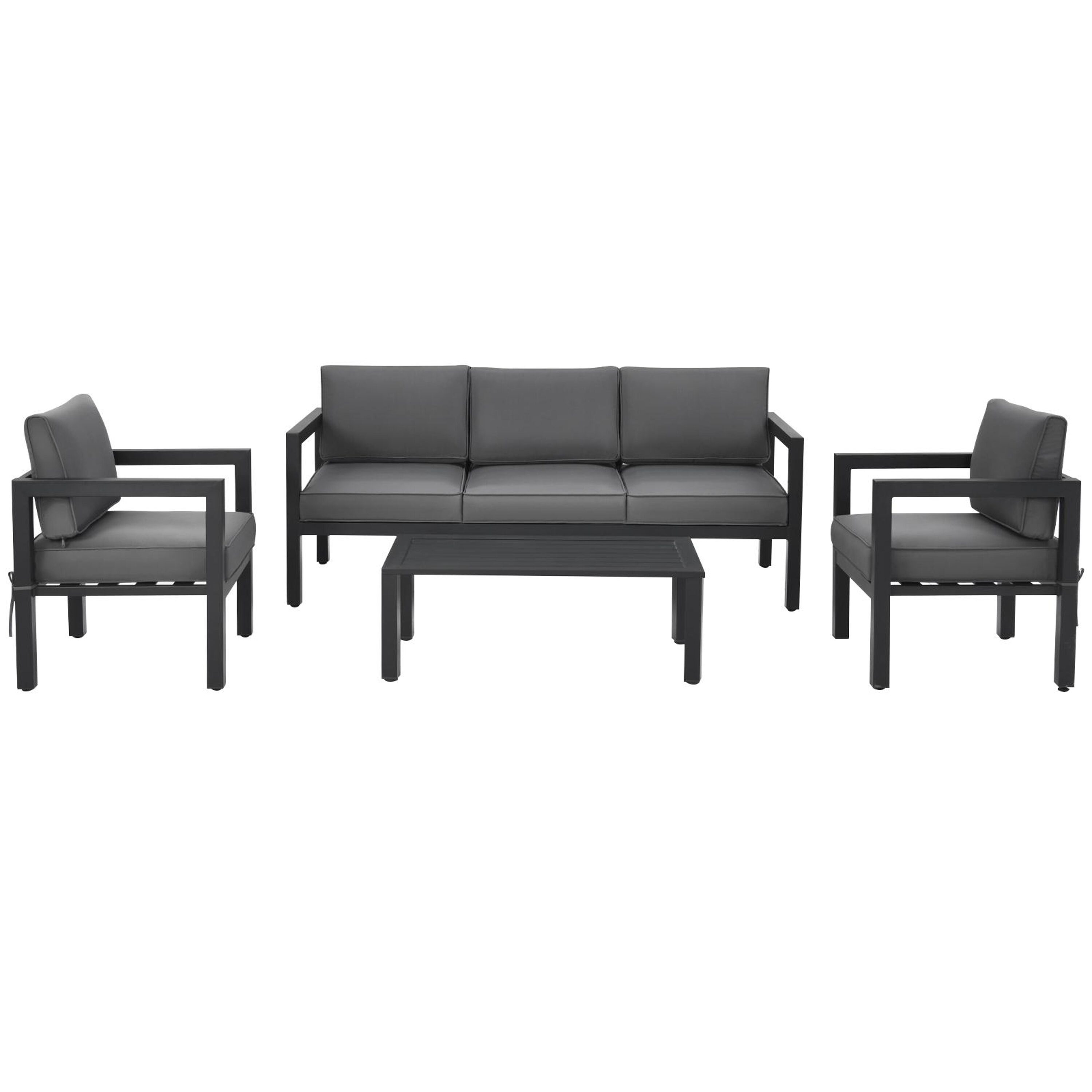 BABOOM BOM-0109WL-CO 4 -Piece Patio Sofa Conversation Set with Gray Cushions