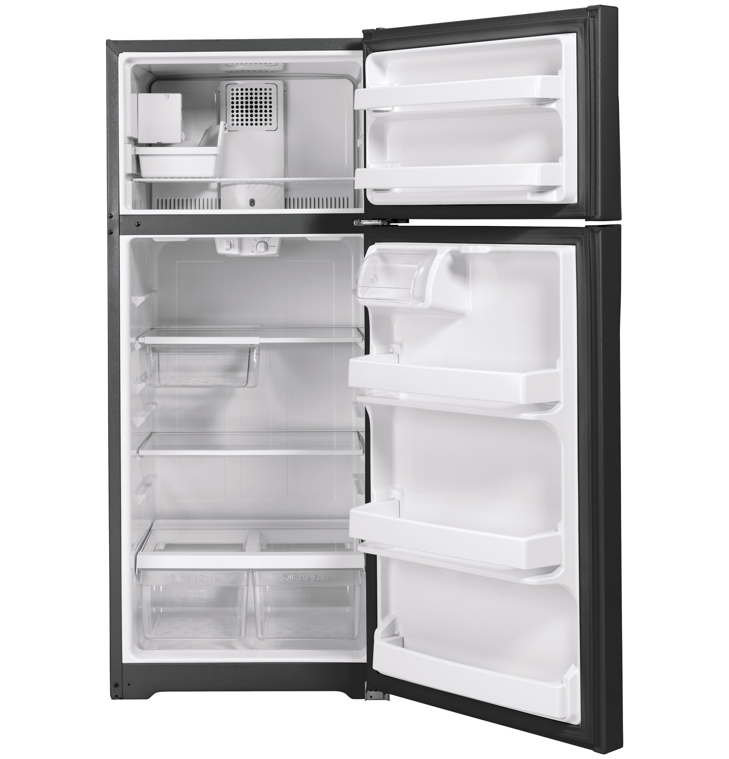 ge 17.5 cu ft top freezer refrigerator black