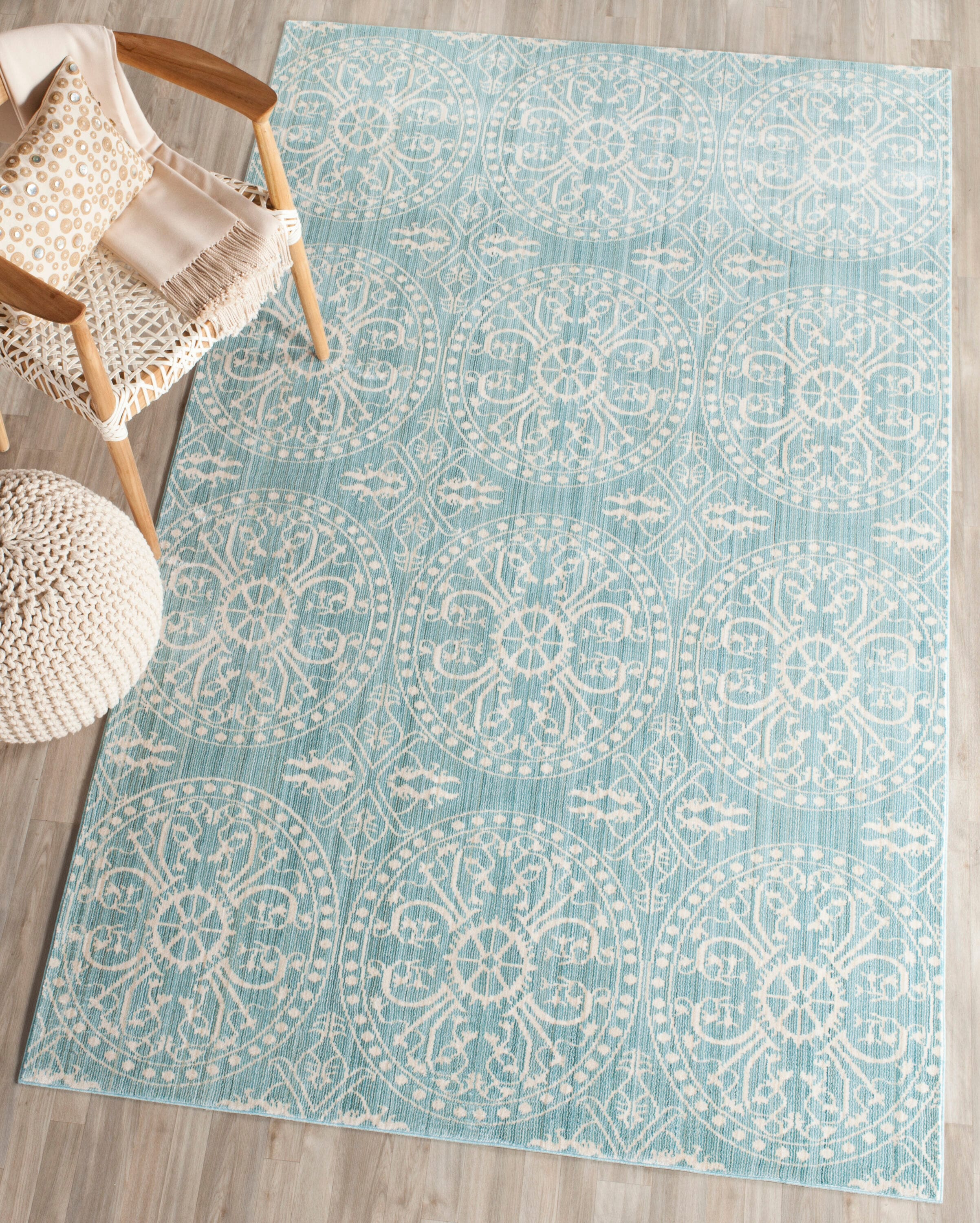 Safavieh VAL214G-3 Valencia Coby 3 x 5 (ft) Loomed Polyester Alpine/Cream Rectangular Indoor Distressed/Overdyed Throw rug