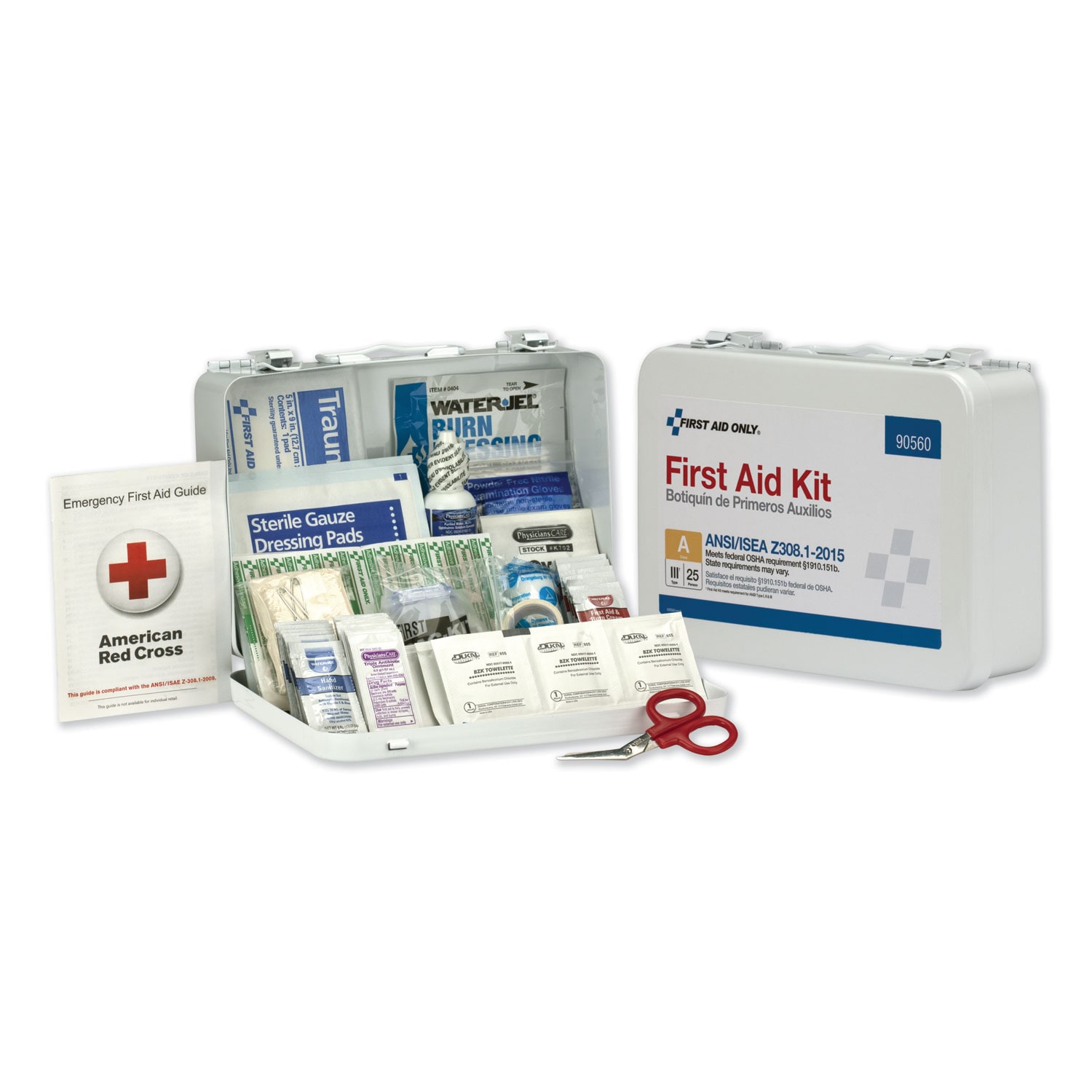 First Aid Only ANSI Class A Bulk First Aid Kit 89 Pieces Metal Case #90560