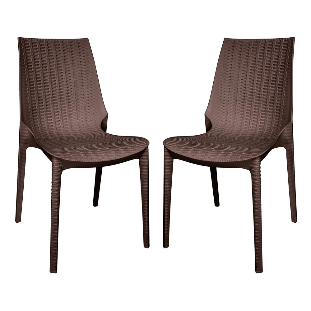 Leisuremod BG3144021 Kent Outdoor Patio Plastic Dining Chair Set of 2