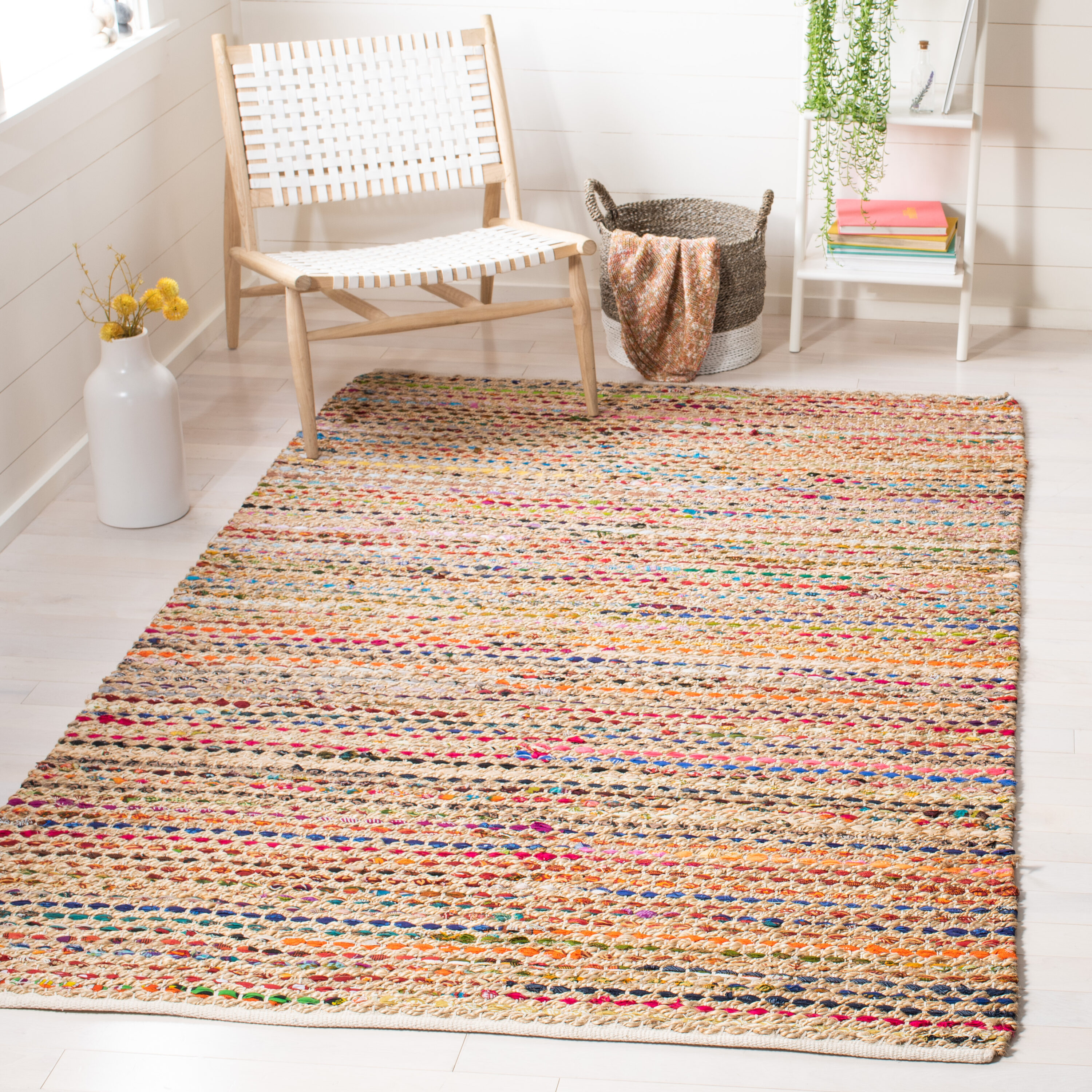 Cape Cod Multicolor Handwoven Wool Cotton Area Rug 4' x 6'